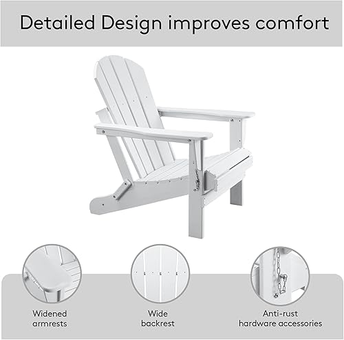 Miniatura 6 de Sillas Adirondack plegables, silla de patio, silla Adirondack de patio, resistente a la intemperie, HDPE para exteriores, para todo tipo de clima,