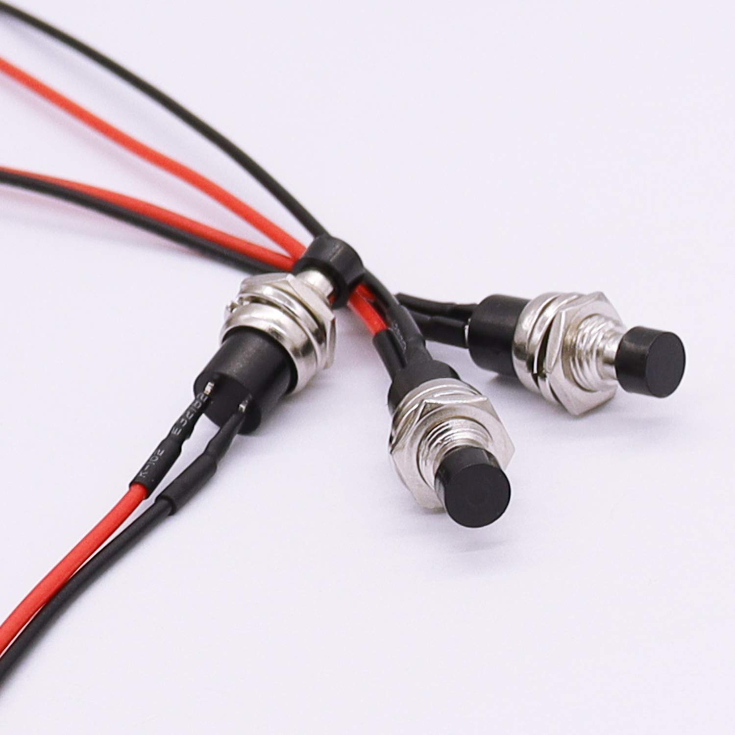 TWTADE/6Pcs Momentary 1A 250V AC Mini Push Button Switch 2 Pin SPST NO (Normally Open) with Wire PBS-110-X-BK
