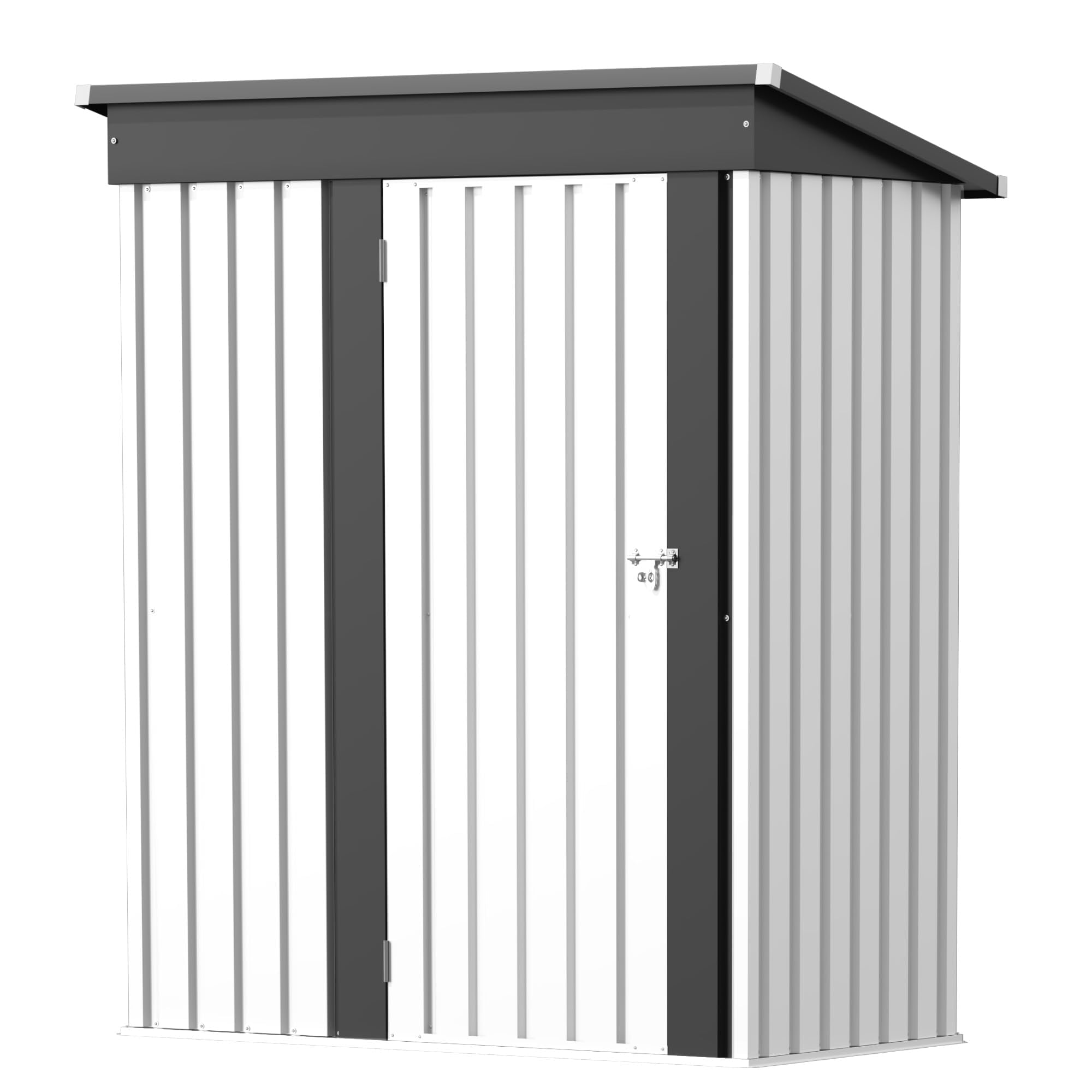 GUNJI 5 x 3 FT Outdoor Metal Storage Shed, Outside Garden Shed with Lockable Door, Waterproof Tool Shed for Backyard, Patio, Lawn (White)