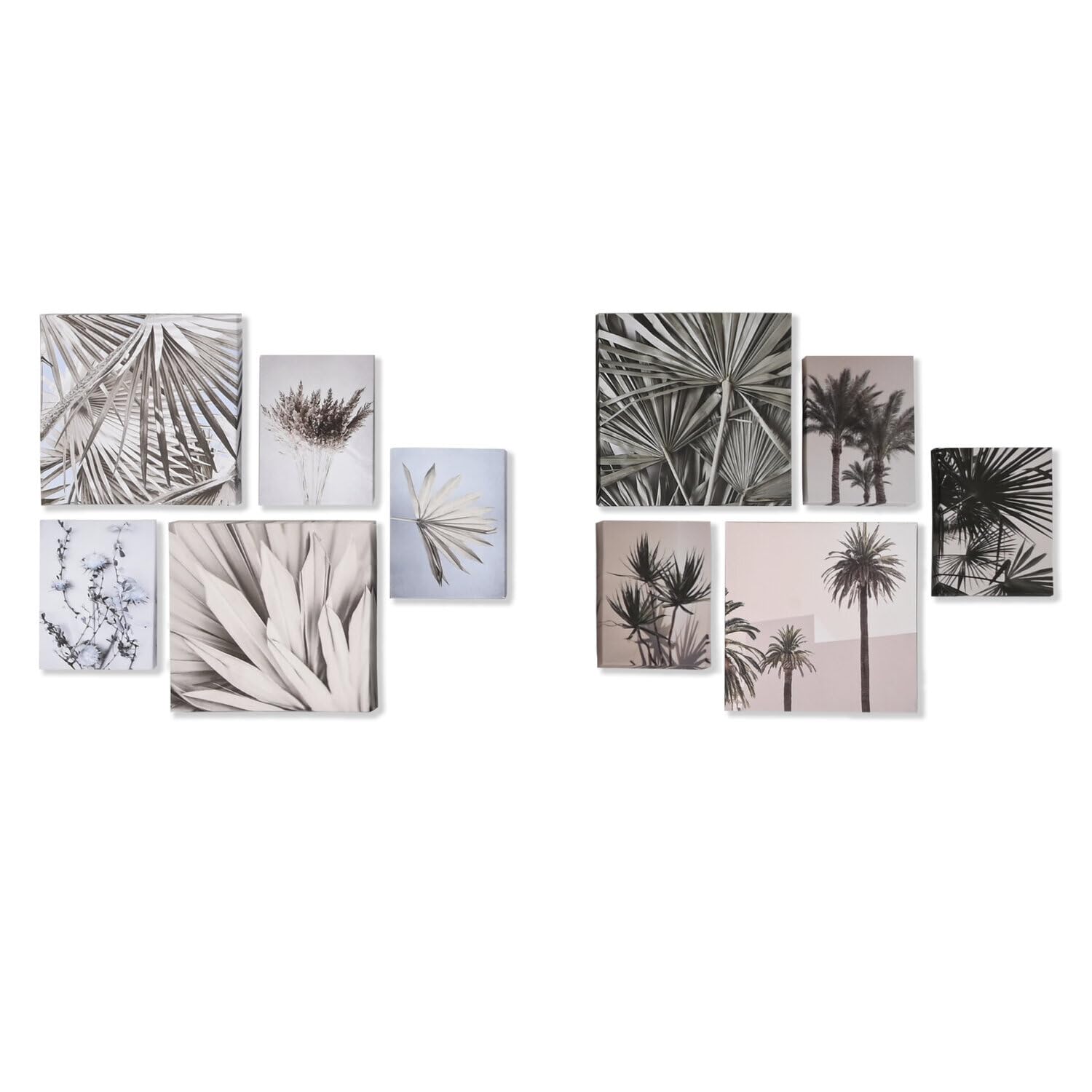 CUADRO SET 5 LIENZO MDF 25X2,5X25 HOJAS 2 SURT.
