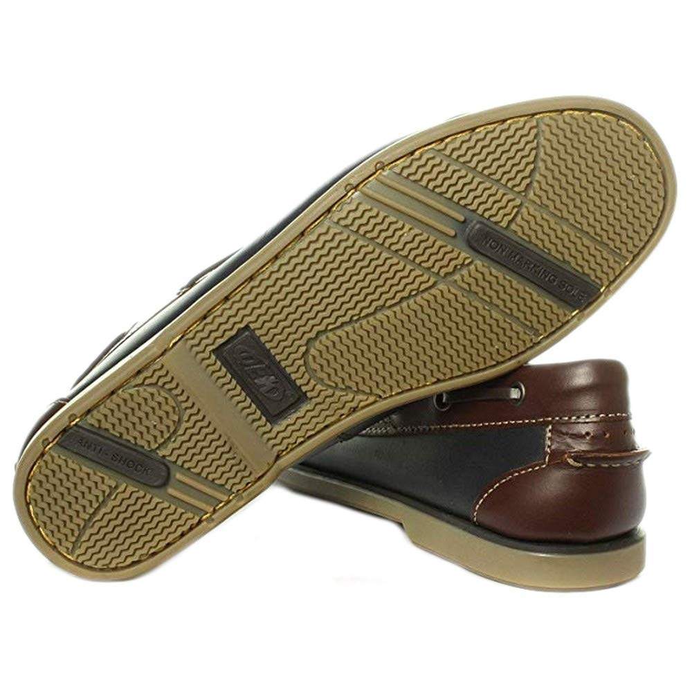 Dek Scarpe da barca in pelle marrone navy con lacci per Uomo