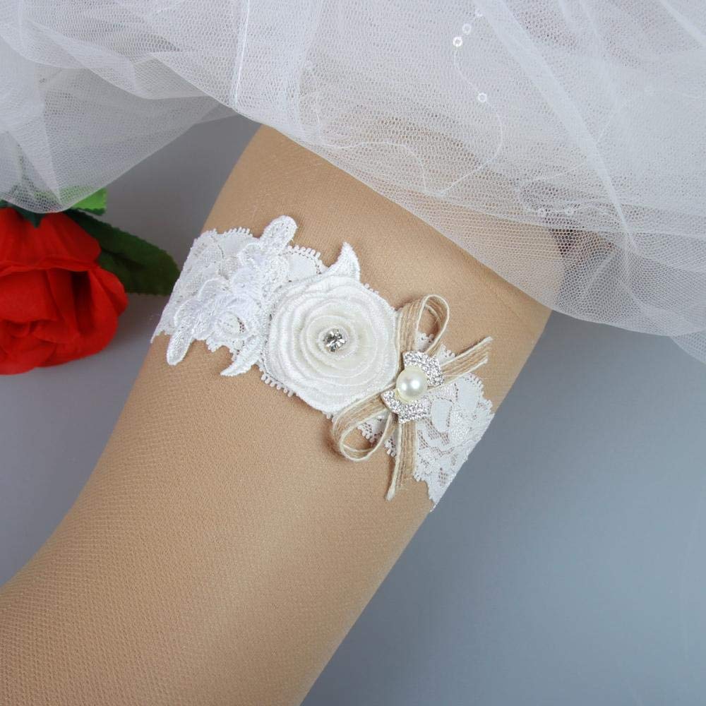 Giarrettiere per spose Giarrettiera in Pizzo, Accessori da Sposa Cintura in Pizzo Elasticizzato con Passante per Le Gambe-Bianco 10 Pezzi_L, Set di Reggicalze in Pizzo (Bianco 10 Pezzi M)