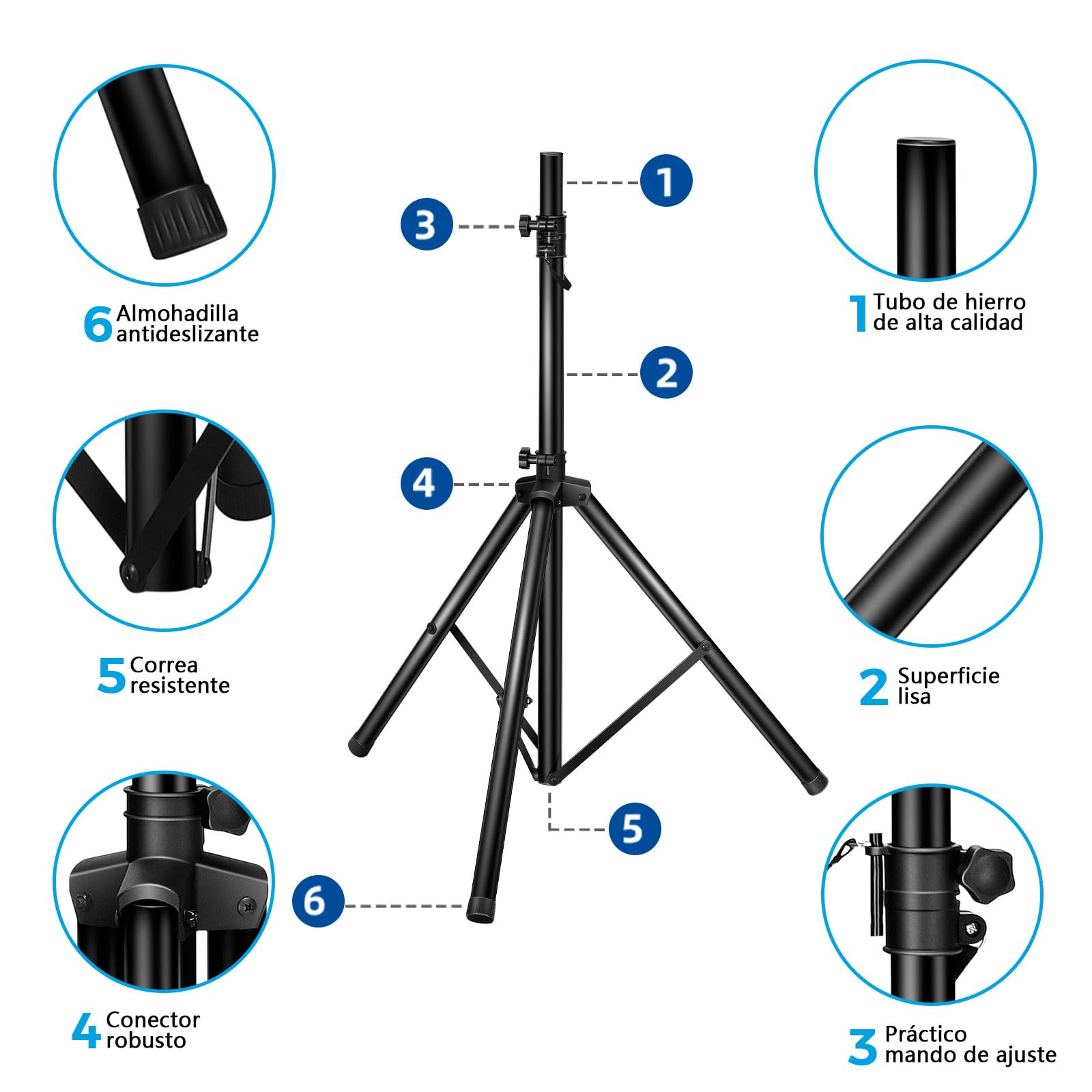 SOARS Trípode para Altavoces, Soporte para Cajas 122-186 cm Regulable en Altura, Trípode Extensible, Cargable hasta 50 kg, Soporte para Dardos, Fotos, Negro