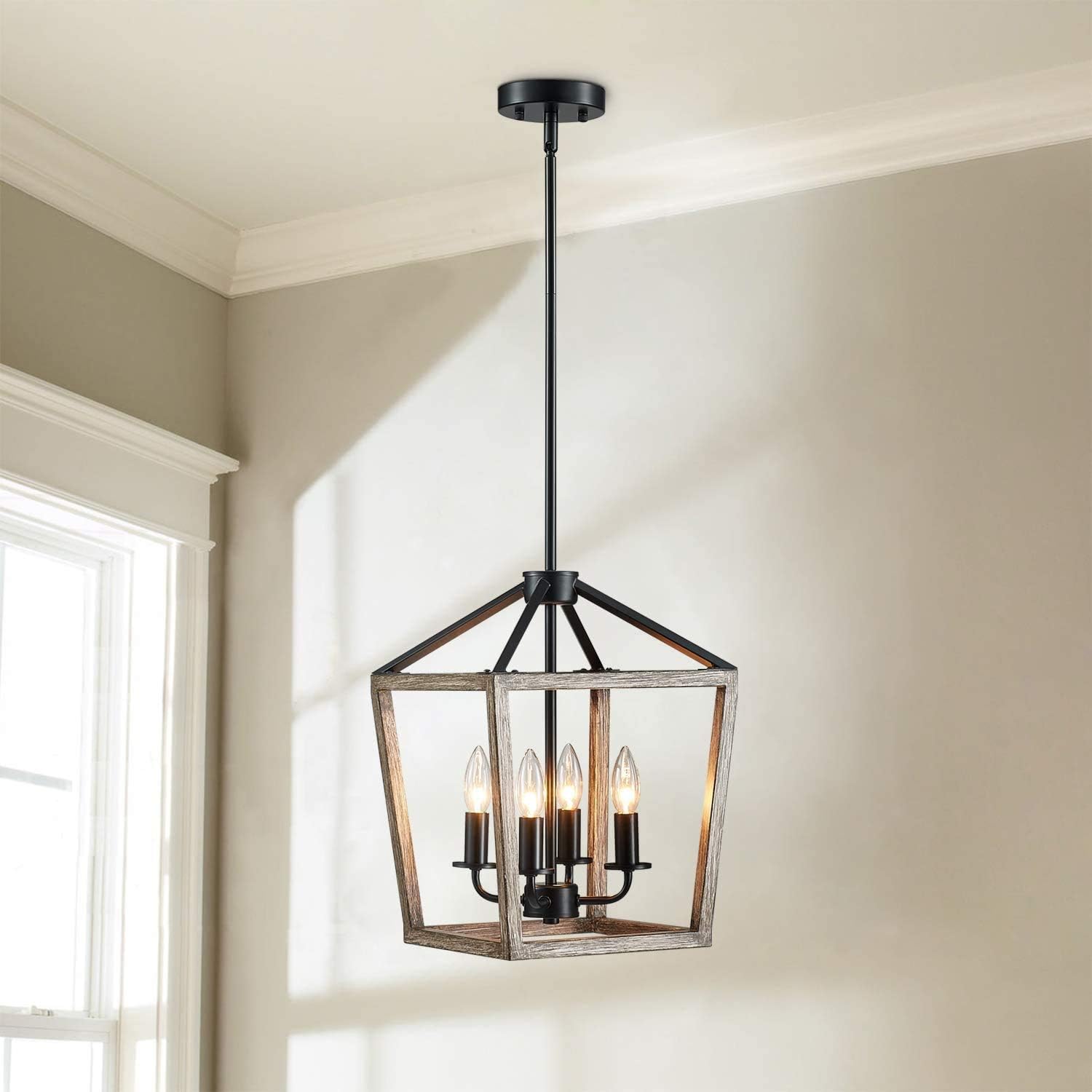 Bеѕt Dеаl Chеар 🛒 Saint Mossi Antique Bronze Oaky Painted Chandelier with 4 Lights,Metal Island Lighting,Farmhouse Industrial Country Pendant Light Fxiture for Living Room,W12xH60 with Adjustable Rods