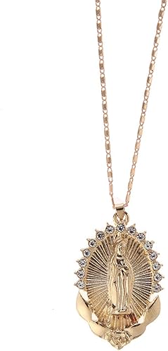 Miniatura 3 de Collar con colgante de cruz de Virgen María, collar con colgante de medalla milagrosa, chapado en oro, joyería de cadena de cruz cristiana católica