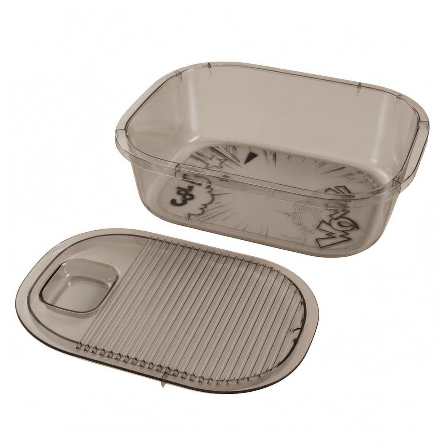 2 Pieces Two-Piece Laundry Basin with Washboard Removable Washboard Set Ribbed ABS Wash Tub Textured, Transparent Gray, Basin-Washboard-image-23