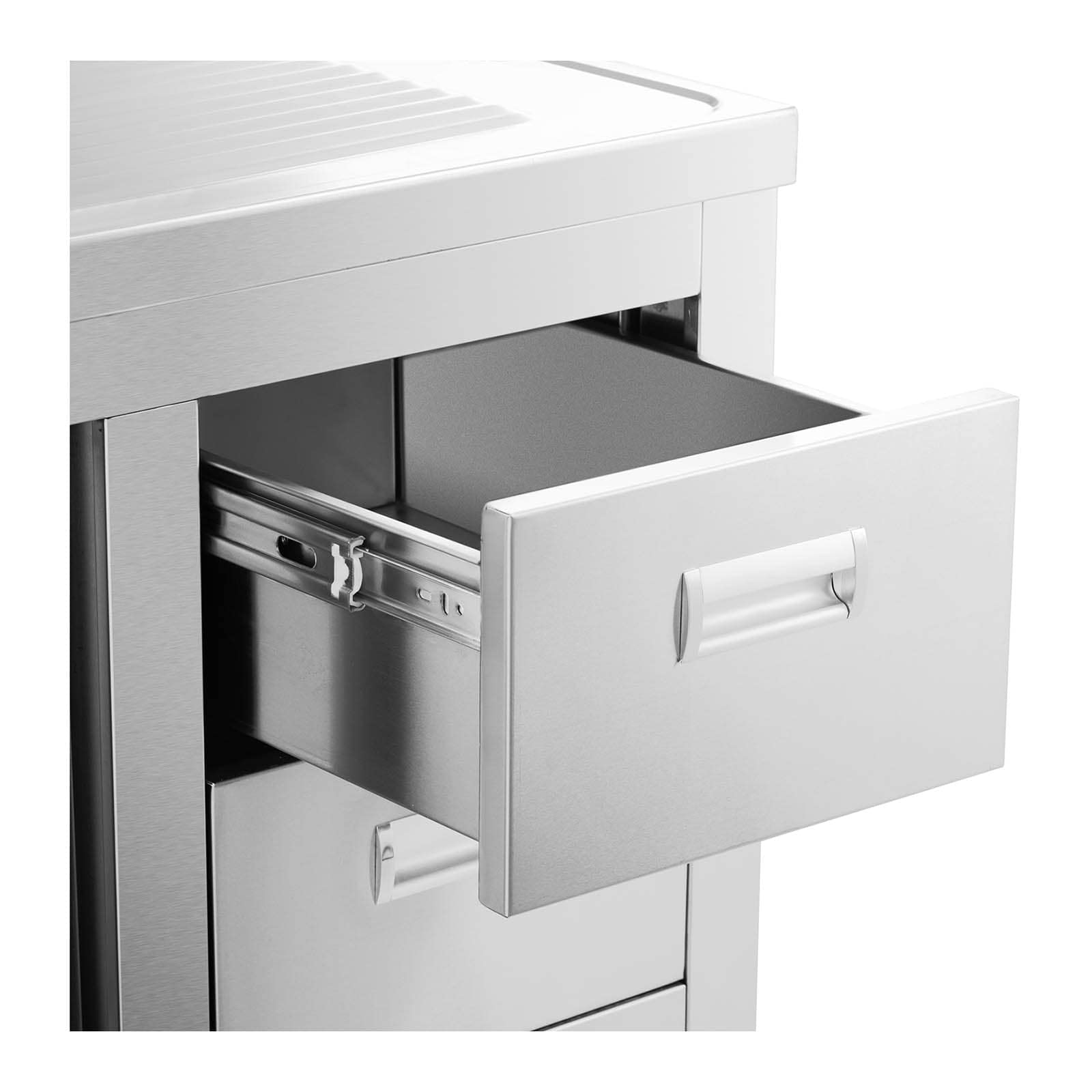 Royal Catering Fregadero Industrial de Cocina RC-IKS10 (Cuba: 400 x 400 x 300 mm, Con armario, Fabricado en acero inoxidable)