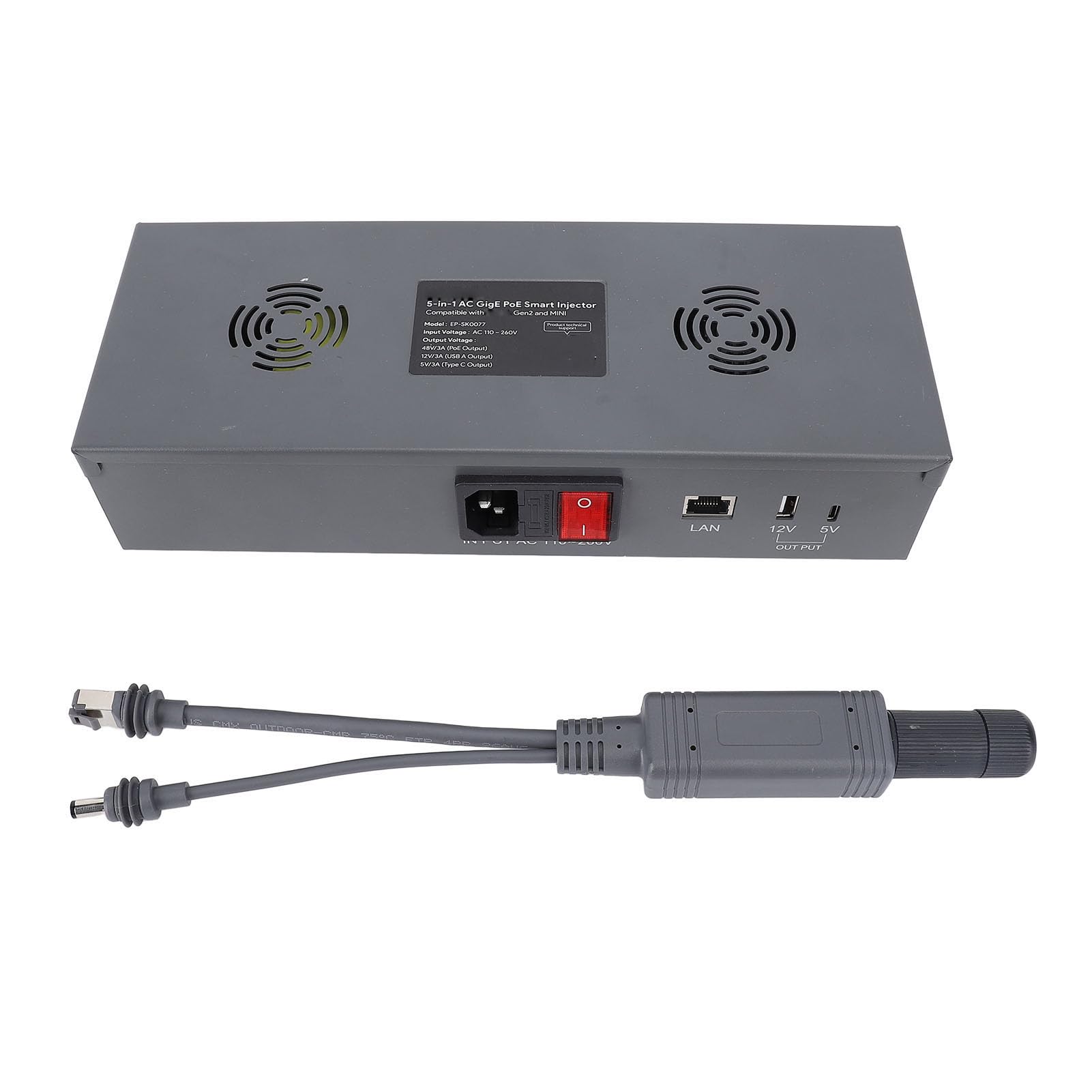 Generic Zestaw Gigabitowego Iniektora PoE 150 W Zapewniający szybką wydajność Sieci Rozdzielacz GigE PoE do Anten Mini Antenowych (wtyczka UE)