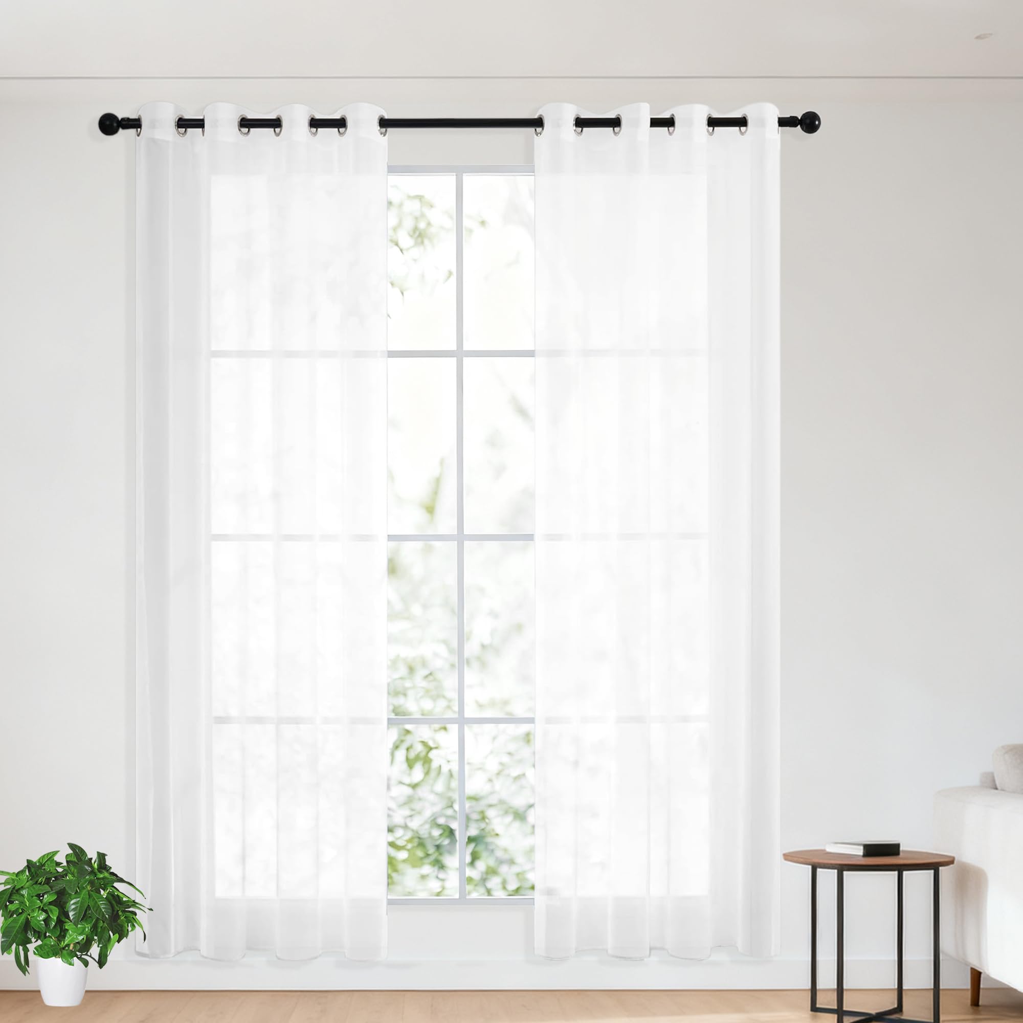Voilage semi transparent blanc 100x290 cm pour porte de balcon