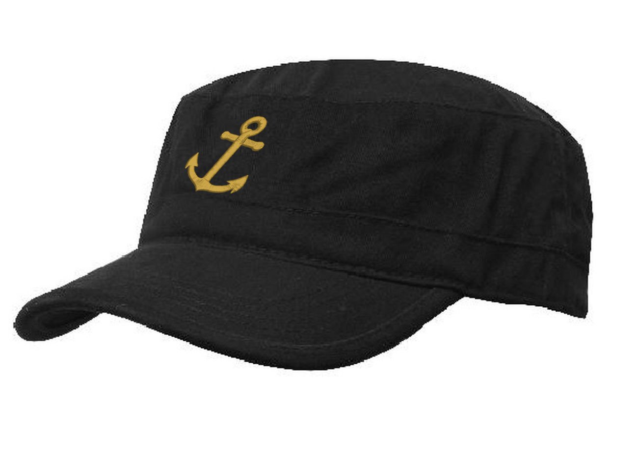 Morefaz Unisex Black Anchor-Gold Boating Hat Anchor Captain Sailing Cap Army Yacht Military Baseball Caps Drunk Sailor Mfaz Ltd (Black Anchor-Gold)