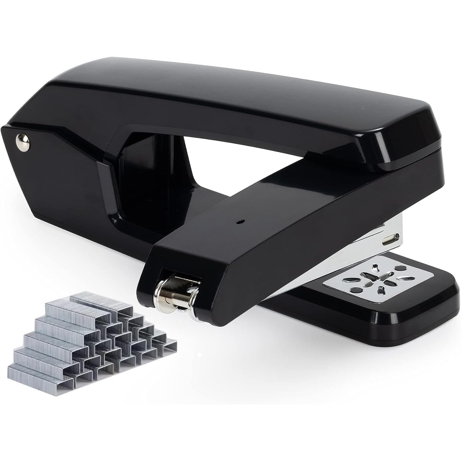 Angju Swing-Arm Swivel Stapler, Desktop Stapler Portable Stapler with 25 Sheet Capacity, 360 Rotation Design, Multiple Binding Modes, with 1000 Staples, Durable Staplers for Office School Home