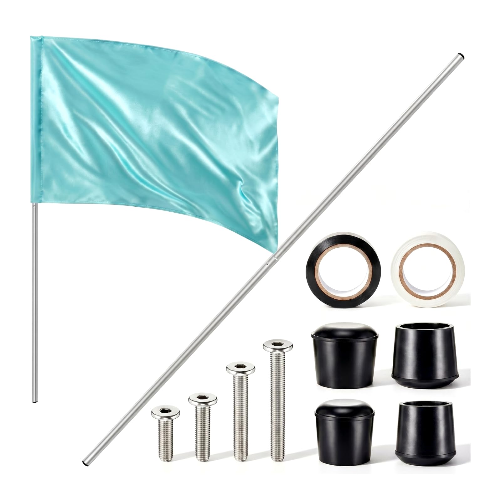 Jecery Color Guard Flag and Pole Set 6ft, Mint Green, 36x54 Practice Flag