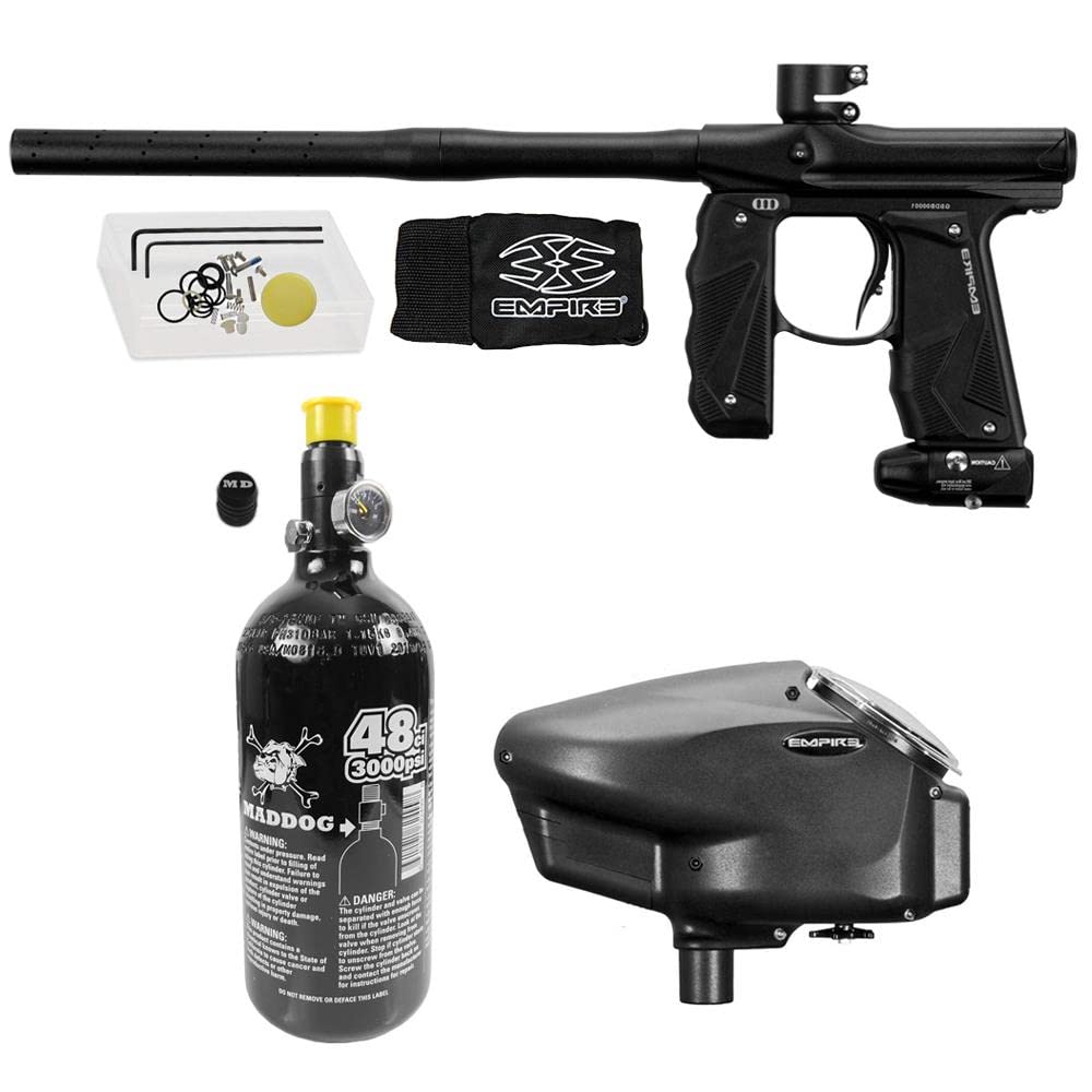 Maddog Empire Mini GS Electronic Full Auto Paintball Gun Marker w/ 48/3000 HPA Paintball Tank & Empire Halo Too Electronic Paintball Loader Starter Package
