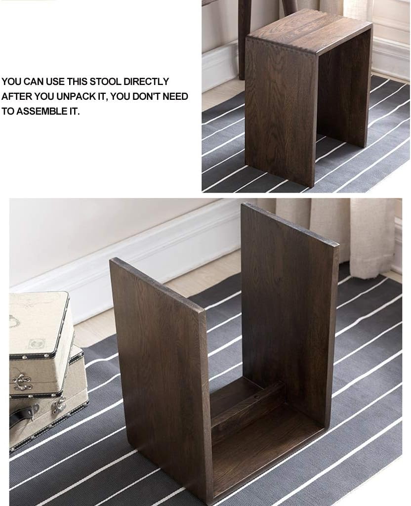 Benches Vanity Solid Wood Stool Home Footstool Makeup Stool Change Shoe Bench Bedside Table Dining Stool Solid Wood Furniture (Color : Brown, Size : 35x26x45cm)