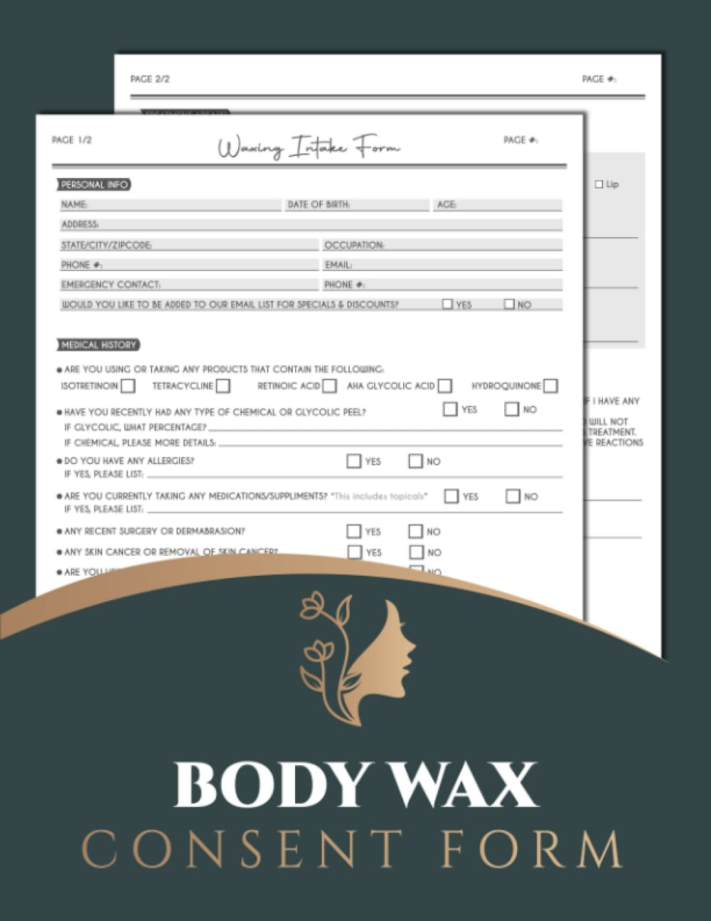 Buy Body Wax Consent Form Waxing Intake Form Waxing Salon Client 