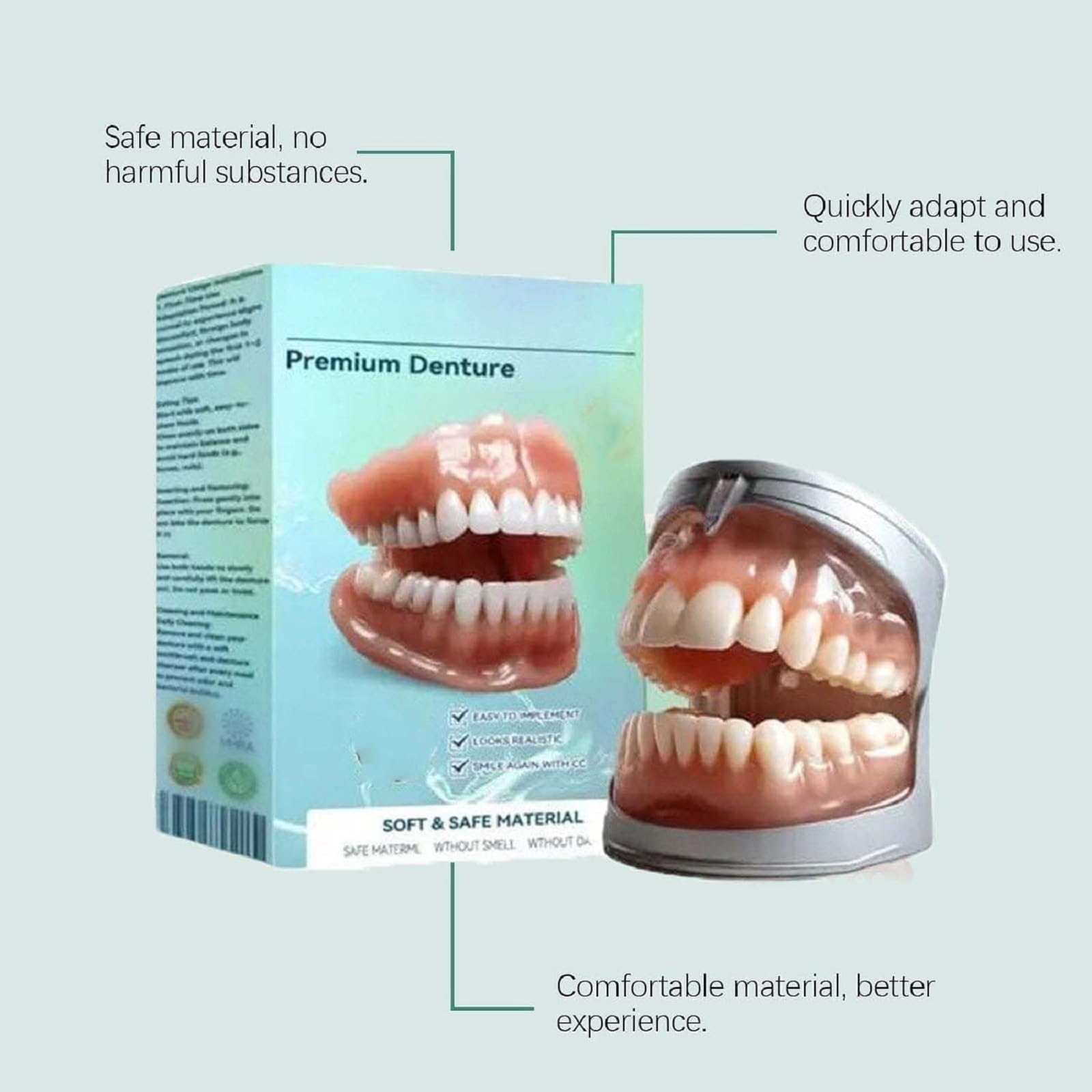 Prothèses dentaires complètes, solution flexible de nouvelle génération pour prothèses dentaires complètes, pour hommes et femmes (2PCS)
