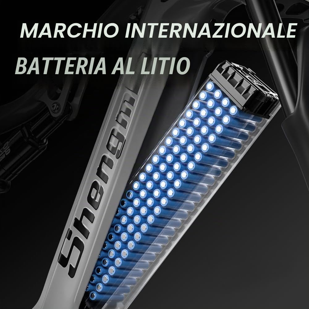 Shengmilo 𝐒𝟔𝟎𝟎 Sospensione completa Doppio motore Pneumatici larghi 26 pollici Batteria 840WH con batteria agli ioni di litio rimovibile e 7 velocità per uomini adulti (𝐆𝐫𝐢𝐠𝐢𝐨 𝐨𝐩𝐚𝐜𝐨)
