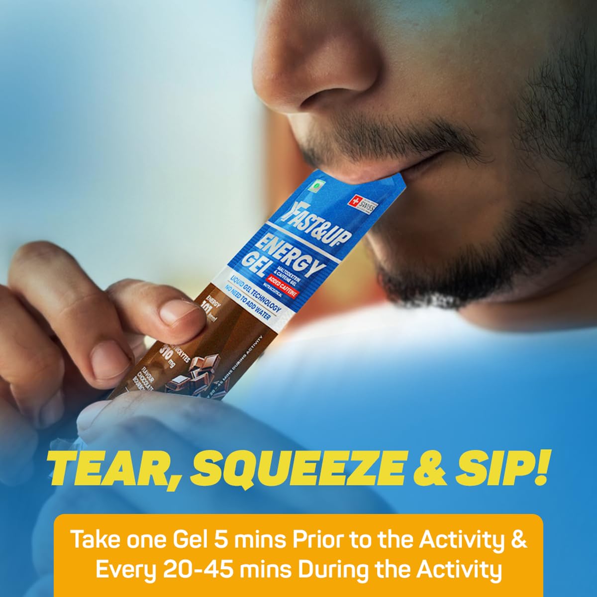 Fast&Up Energy Gel- Mango Passion flavour (Caffeinated) - Pack of 6 Gel Sachets, 39g per sachet- For Instant energy boost, Improved endurance and performance - Image 8 thumbnail