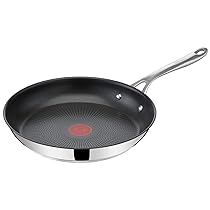 Tefal Jamie Oliver Padella 24 cm, in acciaio inox, antiaderente rinforzato al titanio, termo-signal, forma profonda, adatta per gas, vetroceramica, elettrici e induzione, facile da pulire
