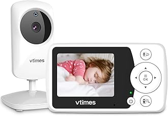 VTimes Baby Monitor with Camera and Audio, Video Baby Monitor No WiFi Night Vision 2.4" LCD Screen Portable Baby Camera Monitor Alarm Lullaby Temperature Sensor and 1000ft, Ideal for Baby/Elderly/Pet