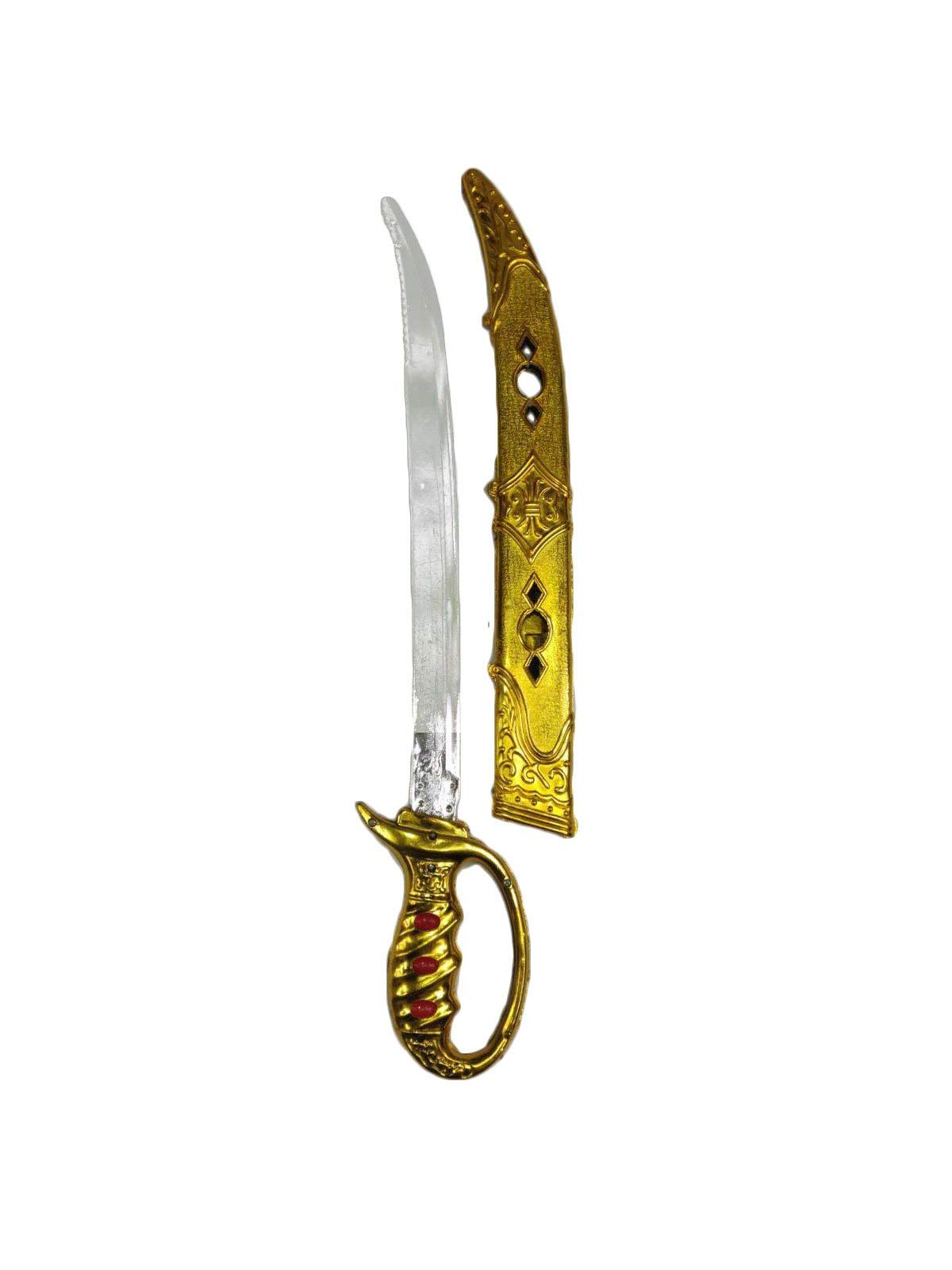 BookMyCostume Royal Sword Plastic Toy Fancy Dress Costume Accessories For Kids & Adults - Silver/Golden