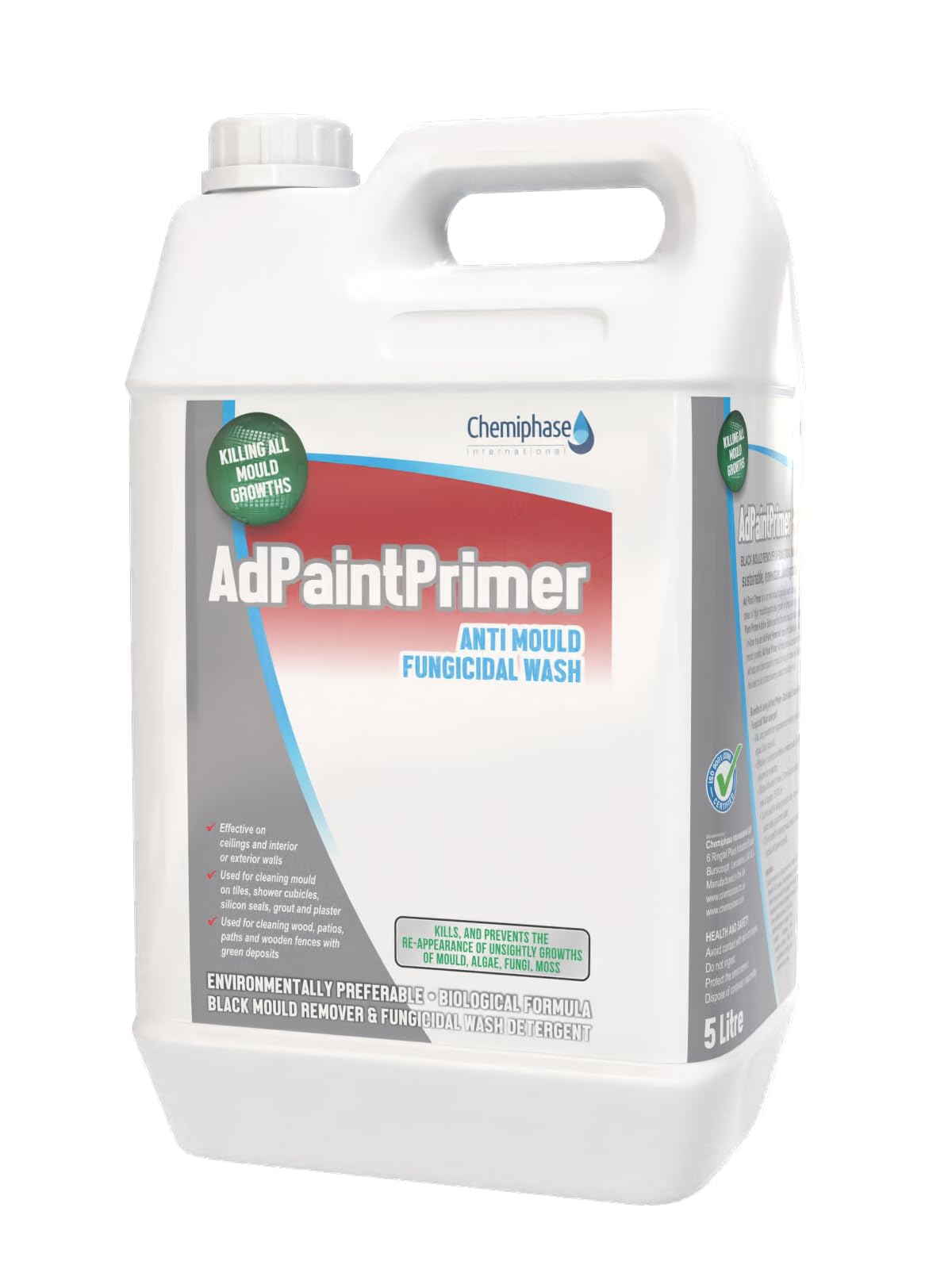 Chemiphase Clear Adpaint Primer Anti Mould Fungicidal Wash, 5 Litres, Kills And Prevents Mould Growth 1 X 5 Litres