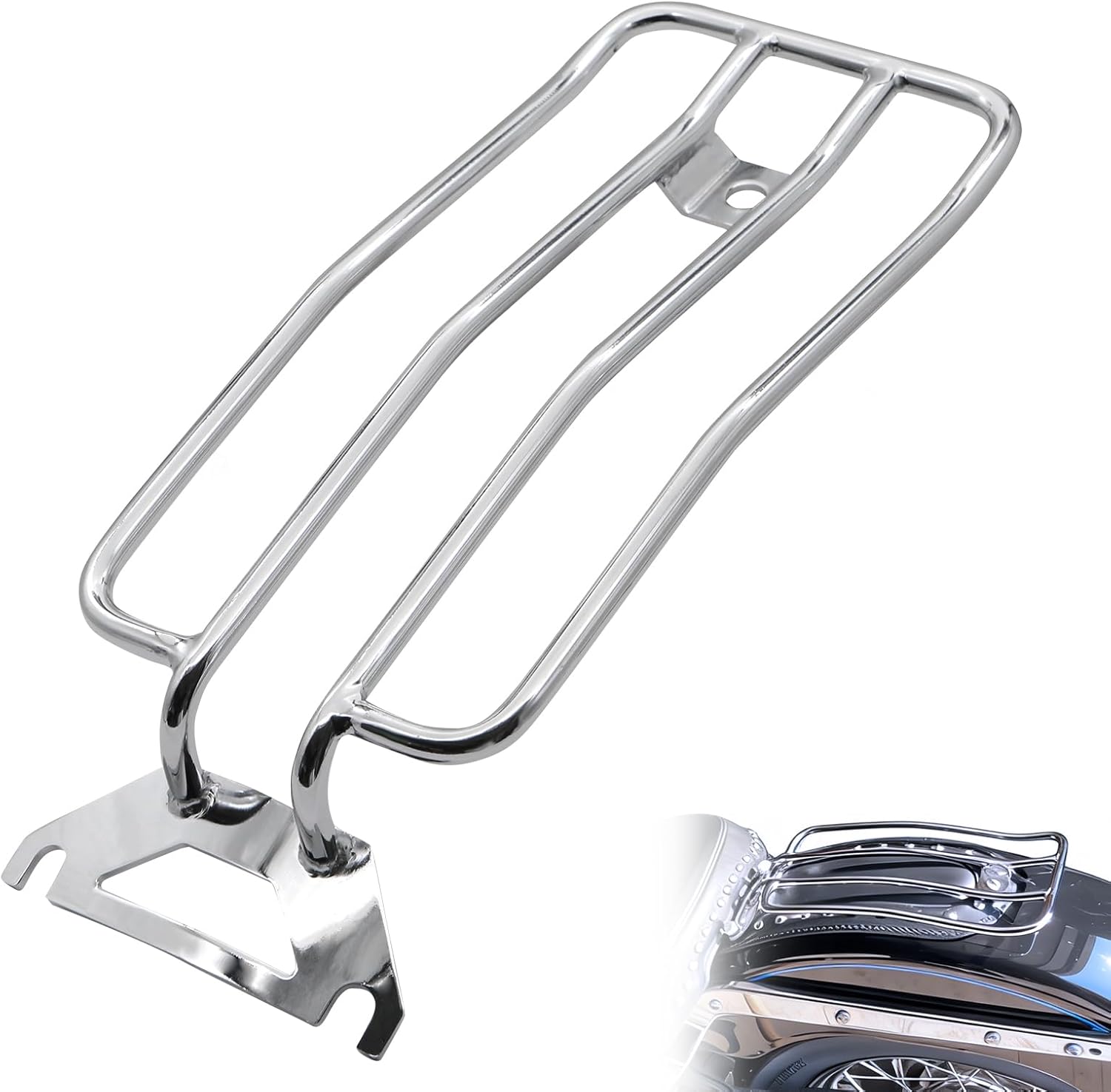 Classic Luggage Rack Motorcycle Rear Seat Luggage Rack Solo Seat for Harley Heritage Softail Classic & Softail Deluxe 00-17 Deluxe CVO 2015 (Silver)