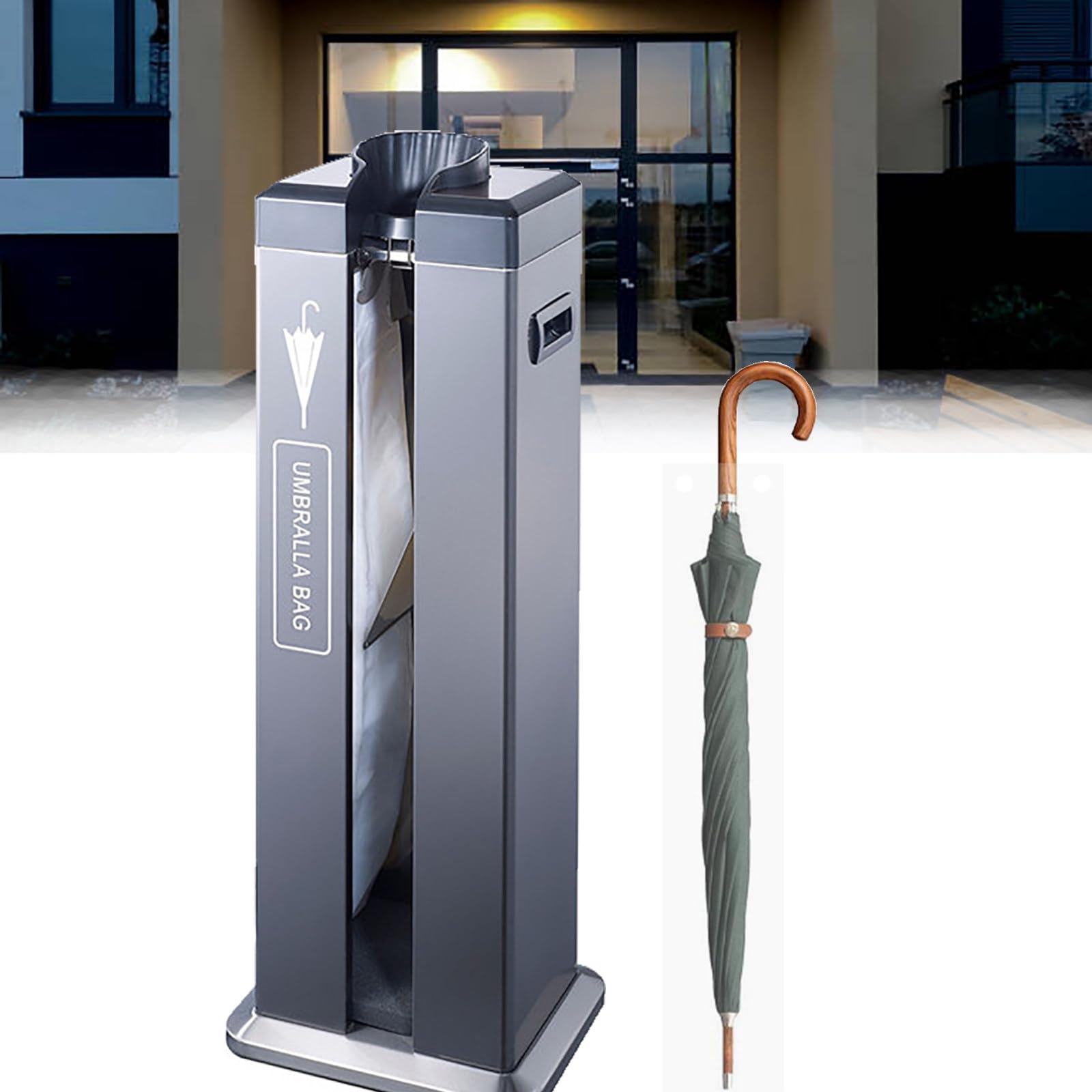 LJYKBFL Umbrella Bag Dispenser Stand for Wet Umbrellas, Entryway and Office Decor Solution