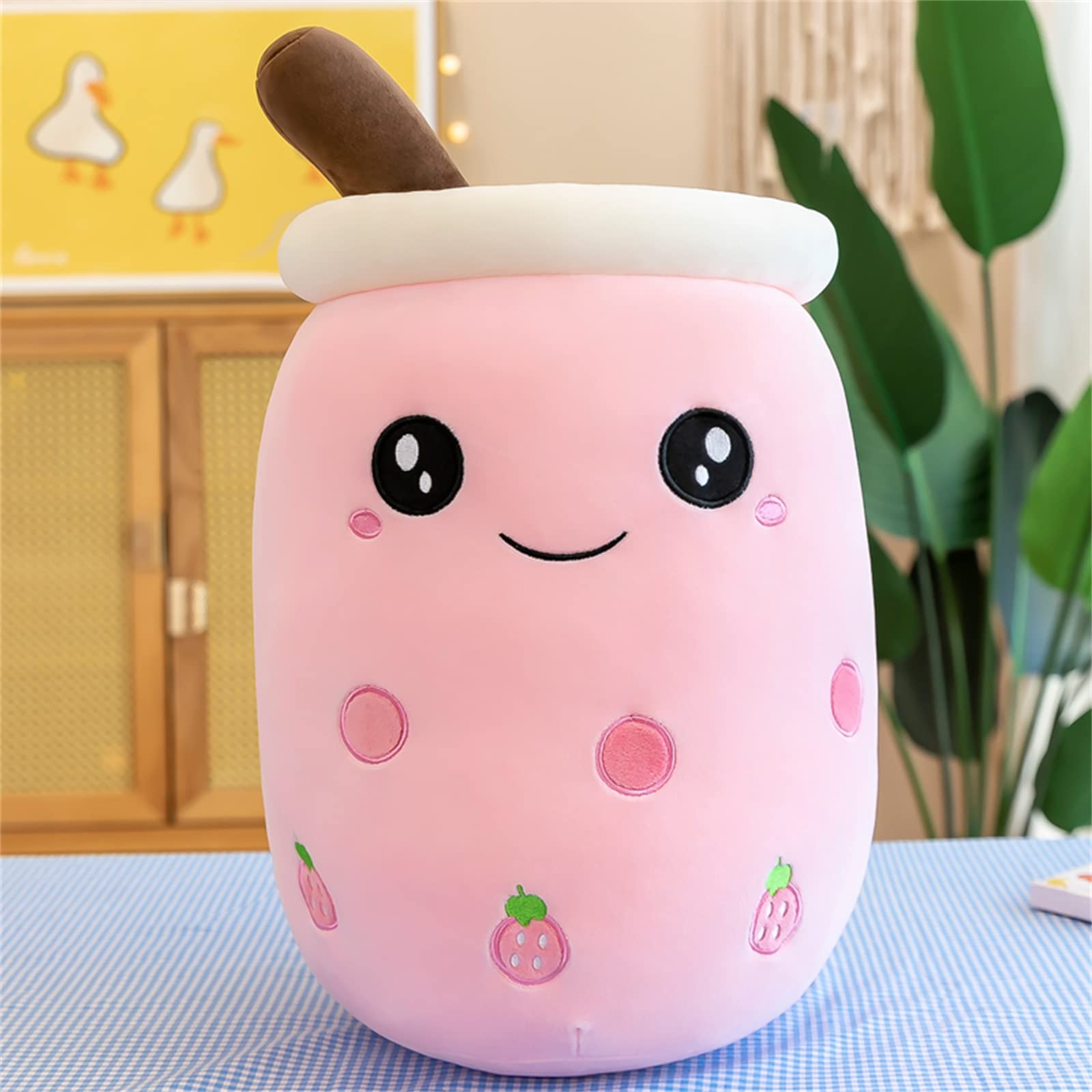 HICAS Bubble Tea Plush Pillow,Boba Plushie,Cartoon Plush Dolls Funny Milk Tea Soft Doll Tea Cup Cushion Bubble Tea Plush Toy Children's Toy Birthday Gift,Pink,24 cm/9.4 inch
