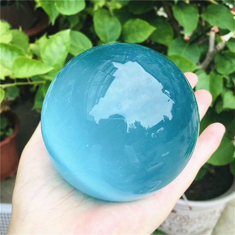 BKGWCSOR Quartz Blue Cat Eye Crystal Ball Gemstone Sphere Ornaments (Size : 80g)