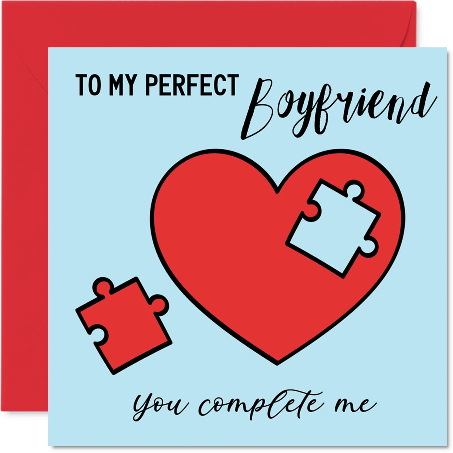 Cute Anniversary Card - Jigsaw Complete Me - Romantic Happy Anniversary Card for Boyfriend, 145mm Sweet I Love You Anniversaries Greeting Cards