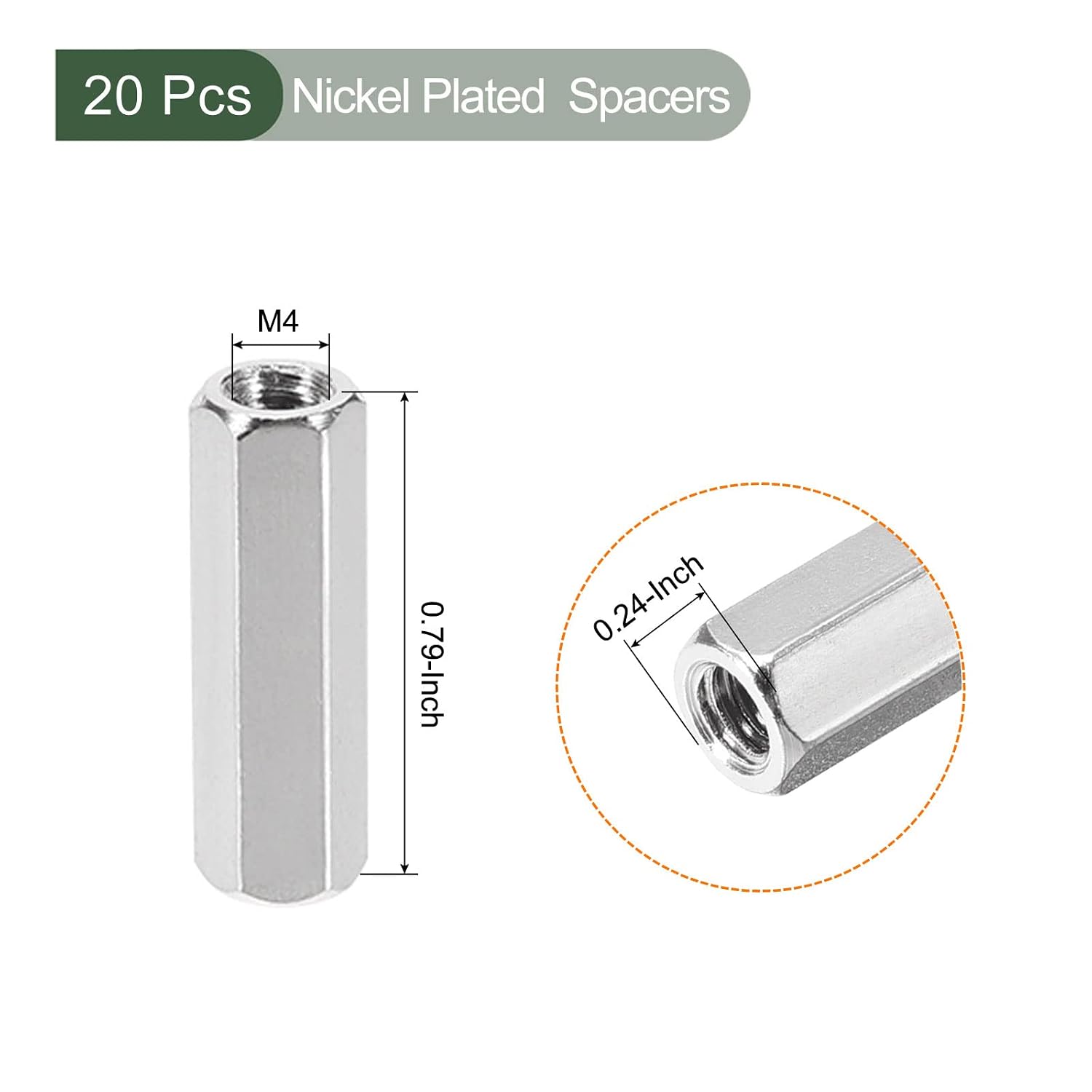 YOKIVE 20 Pcs M4 Spacers, Brass Hex PCB Standoffs Nuts, Keep Height Consistent, Great for Motherboard, Circuit Board, Electronics (Silver Tone, 20mm)