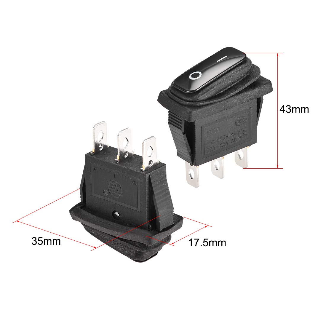 Interruptor Basculante Redondo Negro 20mm - SPST On/Off, 10A, Para Coche, Barco O Panel, Conexión Por Conector
