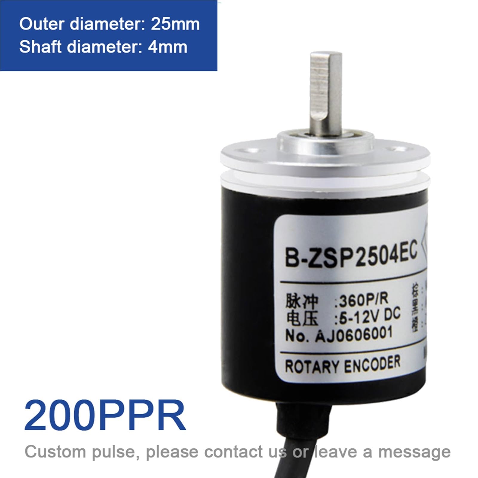 Codificador Incremental de 25mm, eje giratorio de 4mm, 100, 200, 360, 400, 500, 600, 800 PPR, 5-24VDC, E6A2-CWZSE, interruptores de Sensor de automatización