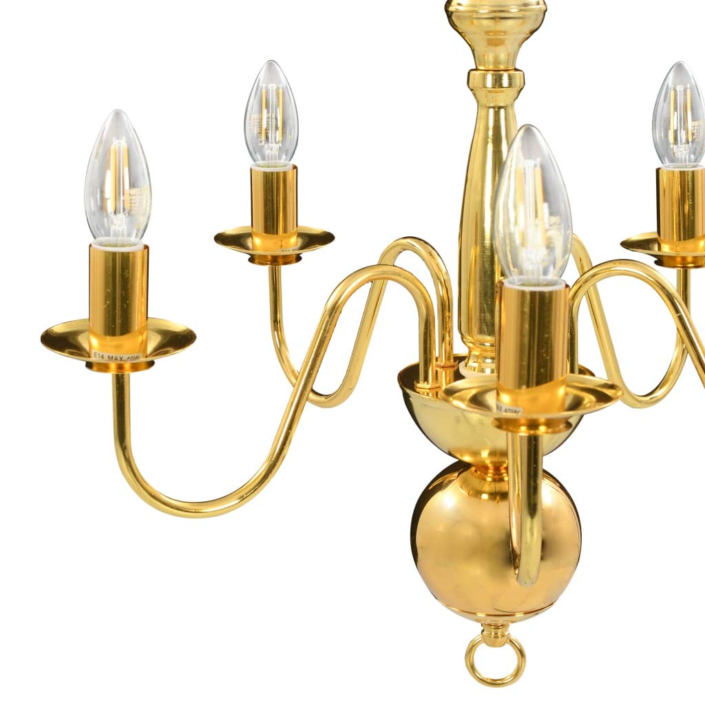 vidaXL Lámpara de Araña 5xE14 Bombillas Hogar Casa Decoración Iluminación Luz Mobiliario Habitación Diseño Estilo Dorada