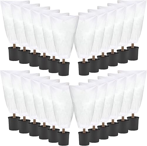 Roowest 24 fundas para plantas con cordón, protección contra la congelación de 23.6 x 31.5 pulgadas, chaqueta para cubiertas de árboles de plantas