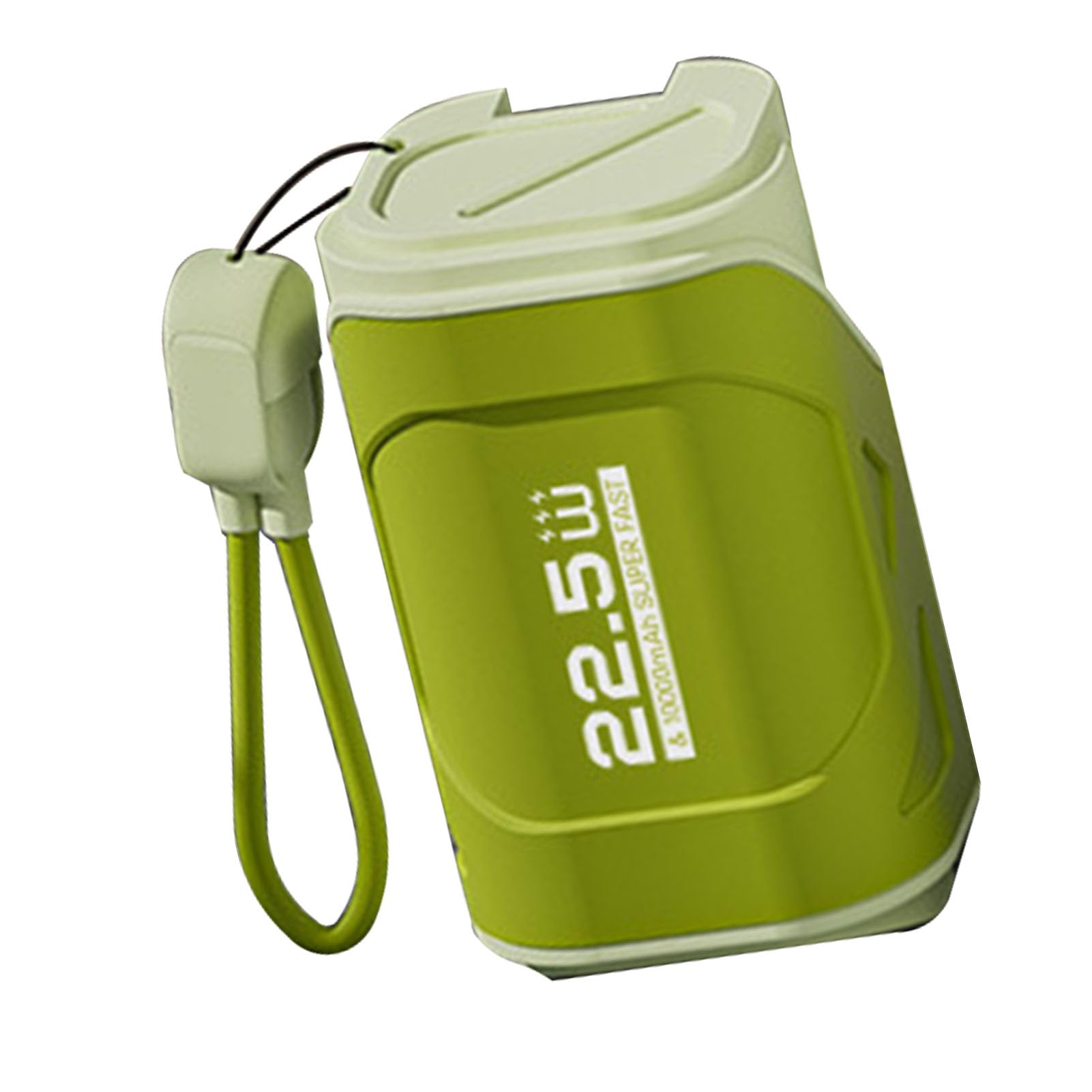 Fdit Power Bank da 10000 MAh, Caricabatterie Portatile con Presa a Muro con Presa CA Pieghevole e Doppio Cavo, Ricarica Rapida PD20W per e IOS (Verde oliva)
