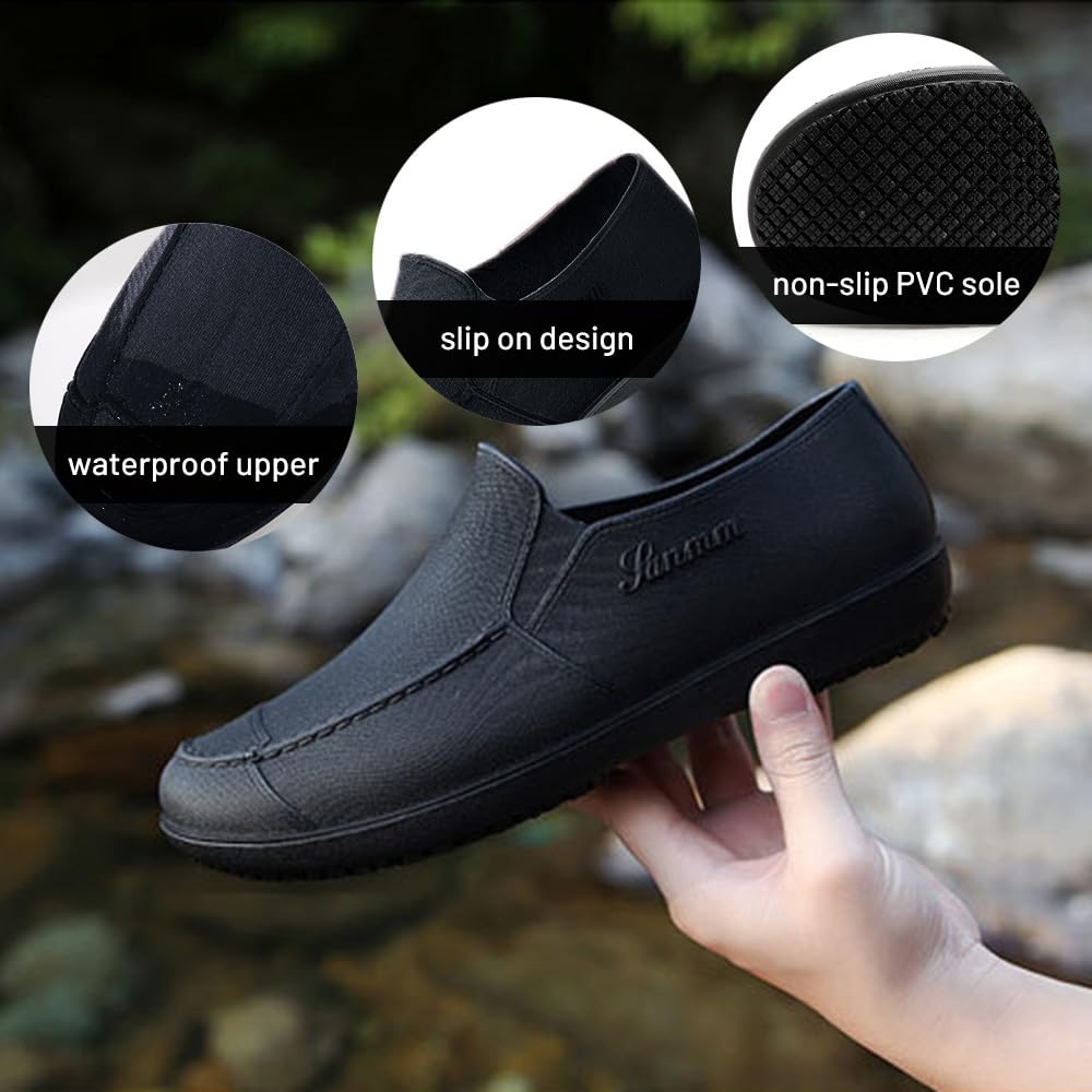 Rojeam Chef Shoes Men Lightweight Kitchen Shoes Women Work Shoes Waterproof Garden Hospital Restaurant Food Service Shoes, Black, 7.5 US