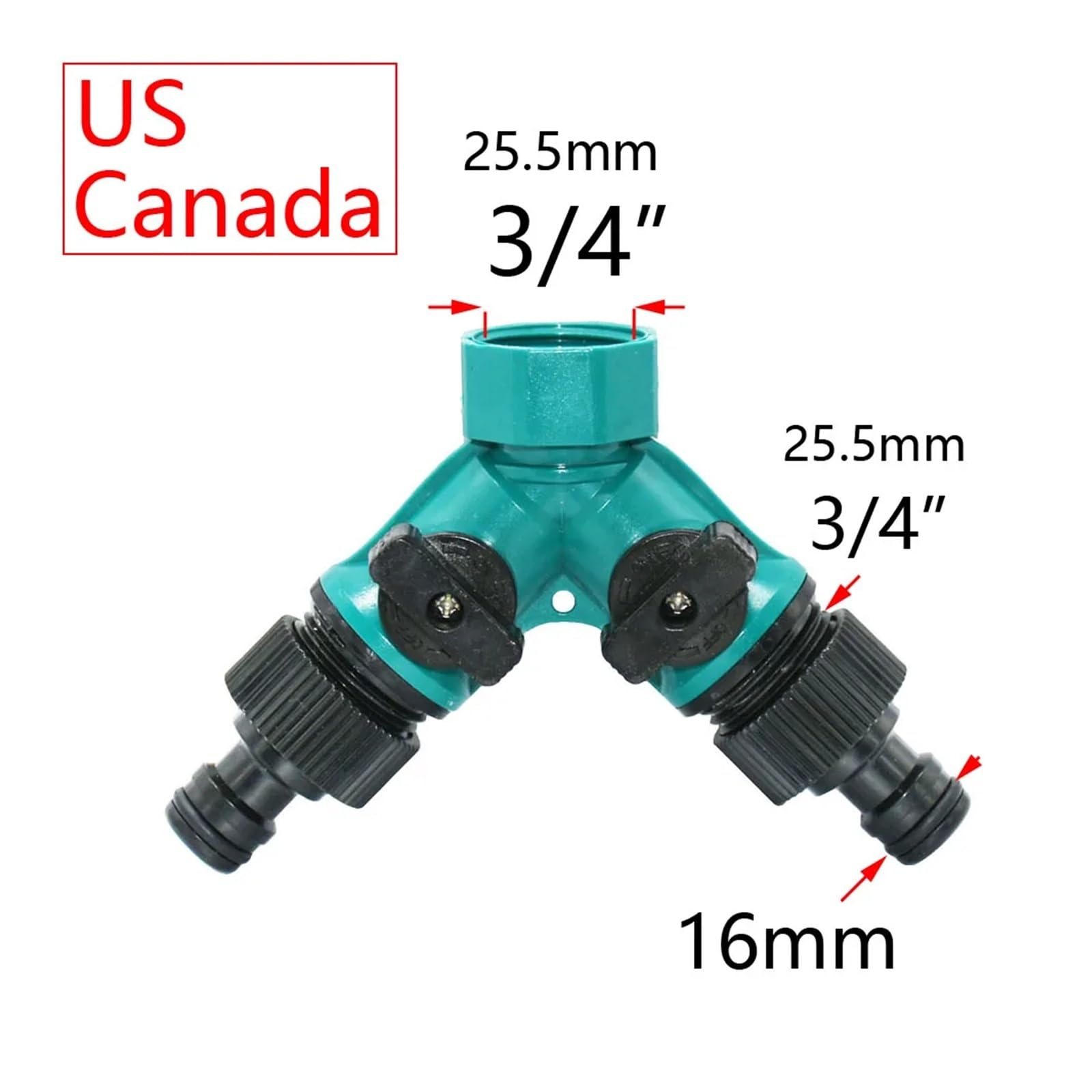 Suministros de jardinería Grifo de jardín de 2/4 vías, rosca hembra de 1/2, 3/4 y 1 pulgada, válvula de riego en Y, divisor de agua, conector rápido de manguera de jardín de 5/8", 1 juego Boquilla(Bla