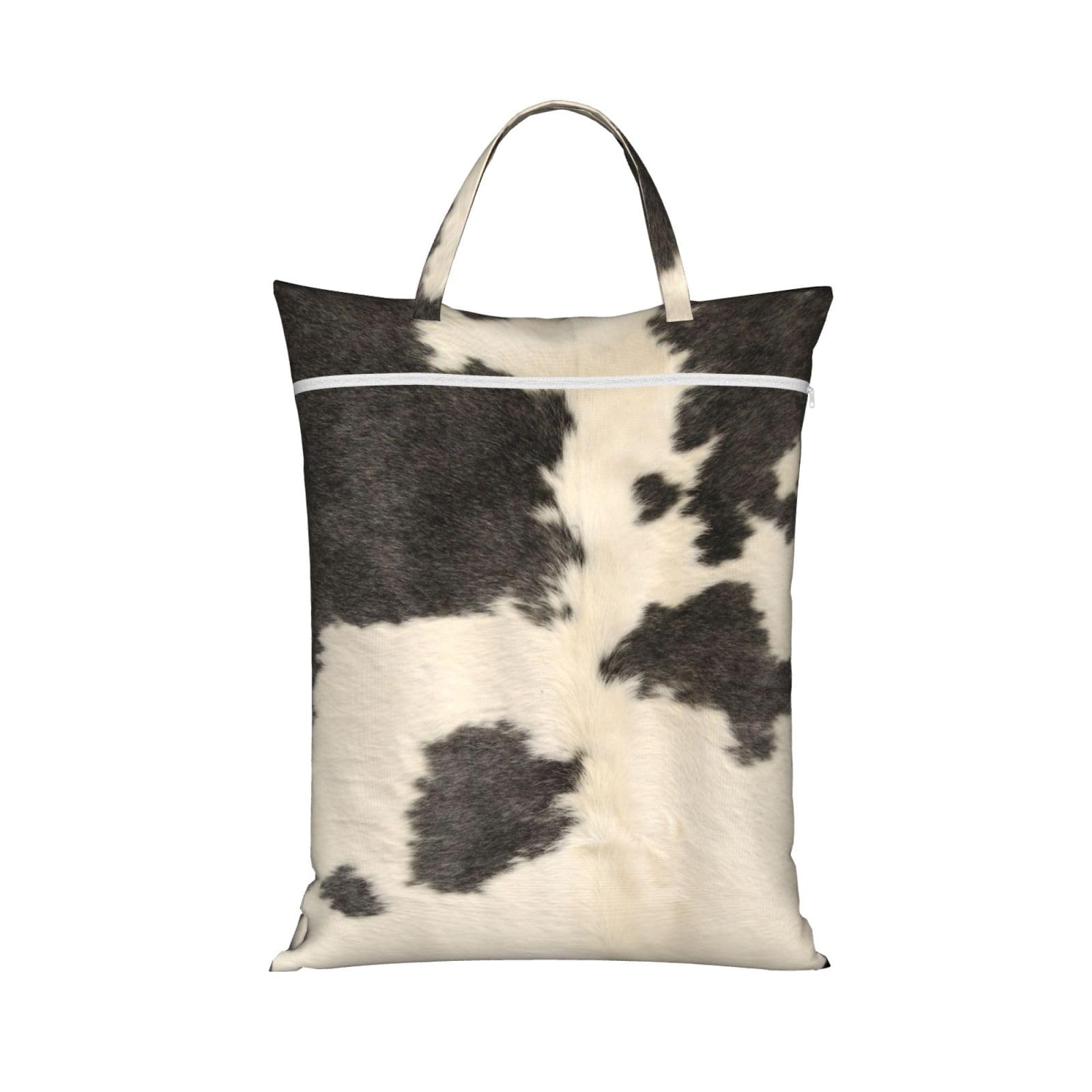 Yfsgdlbn 1 Pc Cowhide Printed Travel Dirty Laundry Bag Clothes Pack Storage Basket Bag