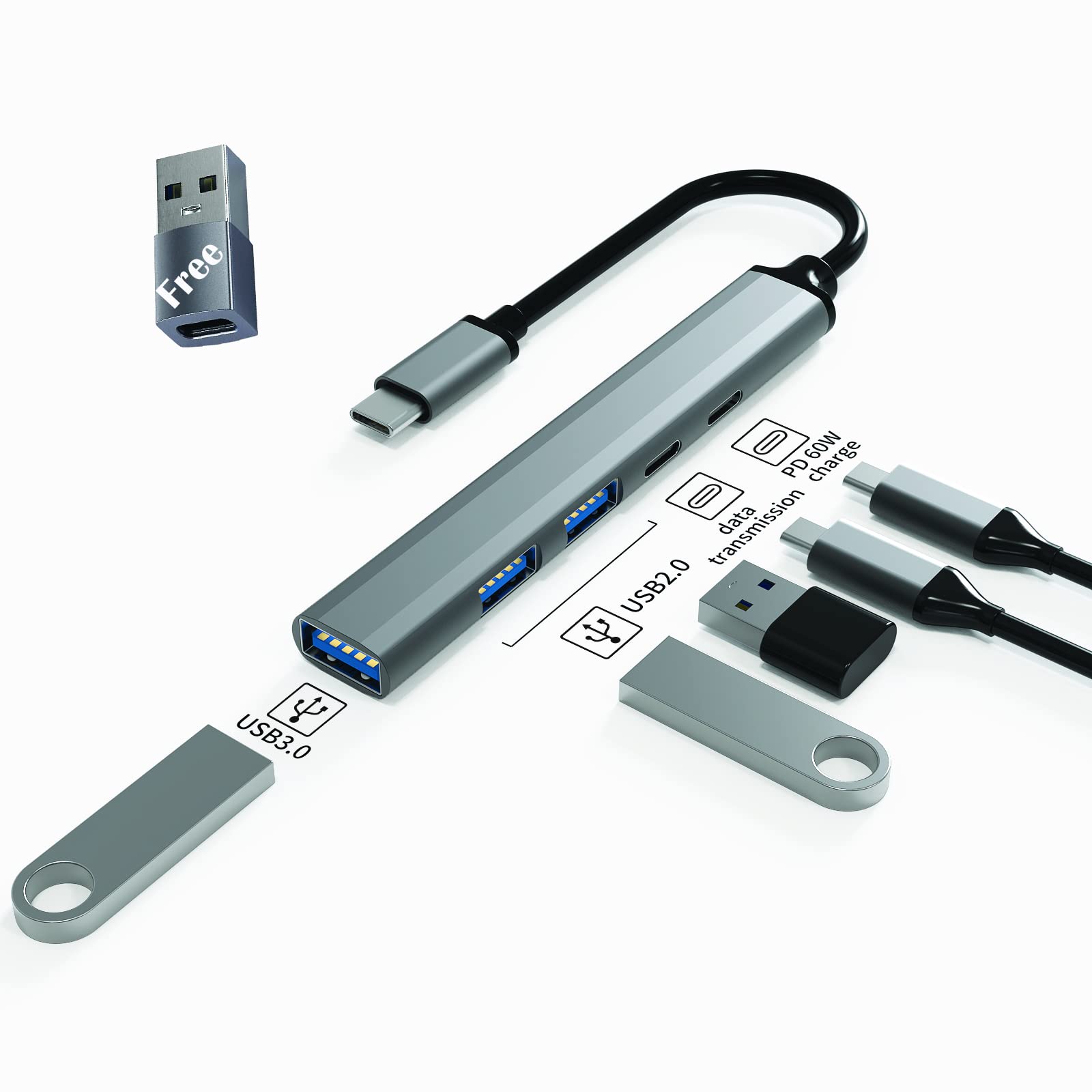 Usb Hub 3.0 Mini USB Hub -Usb Hub 3.0 High Speed-Fast Charging Ultra Slim Data Multiple USB Extension Dock Compatible For MacBook,Mini, IMac,Surface Pro,XPS, PS5,PC,Tablets,USB Flash Drive, Mobiles