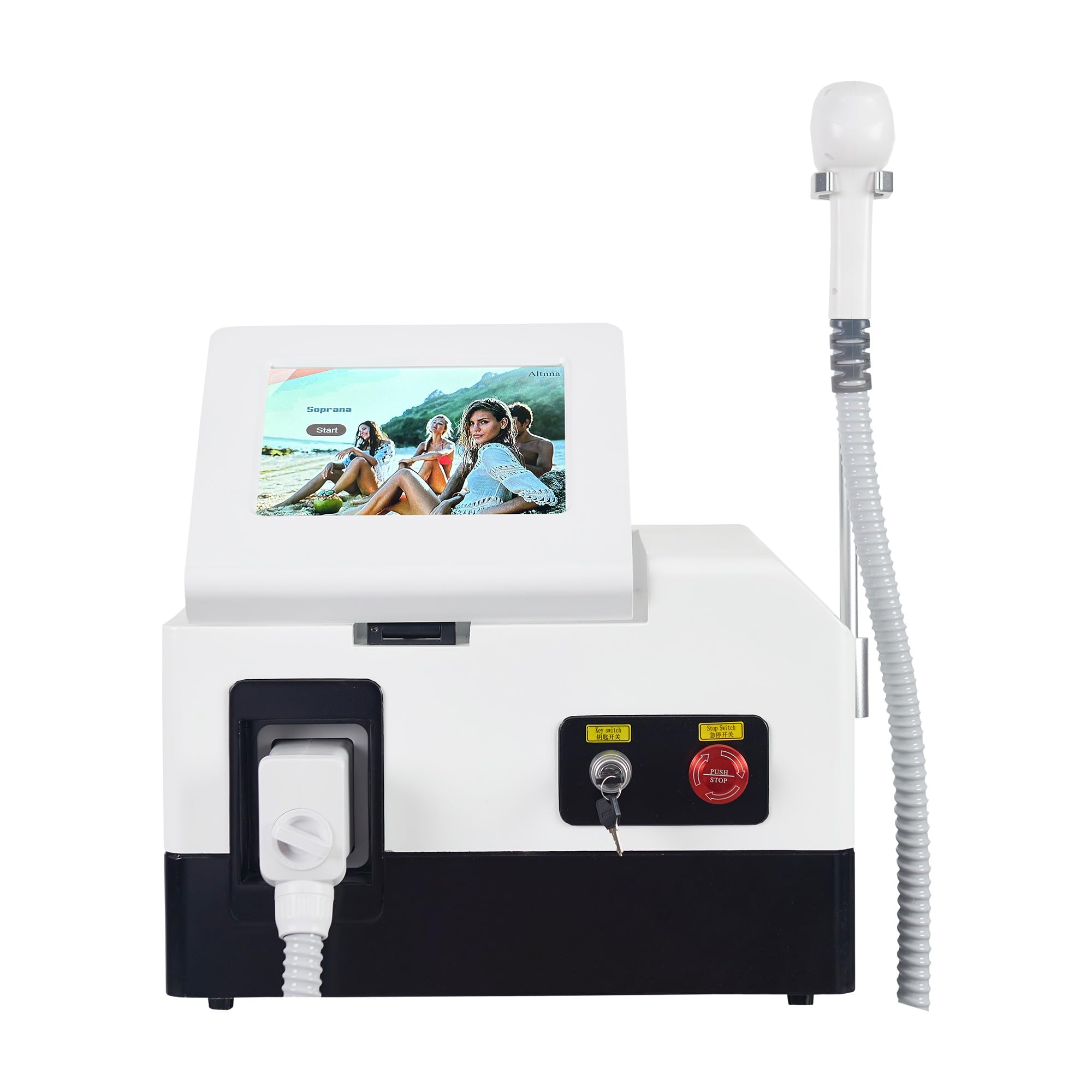 Epilatore Laser Professionale (755/808/1064nm) per Viso e Corpo - Depilazione Permanente Sicura per Uomini e Donne, Pelli Chiare e Scure con Raffreddamento a Ghiaccio, In bianco e nero