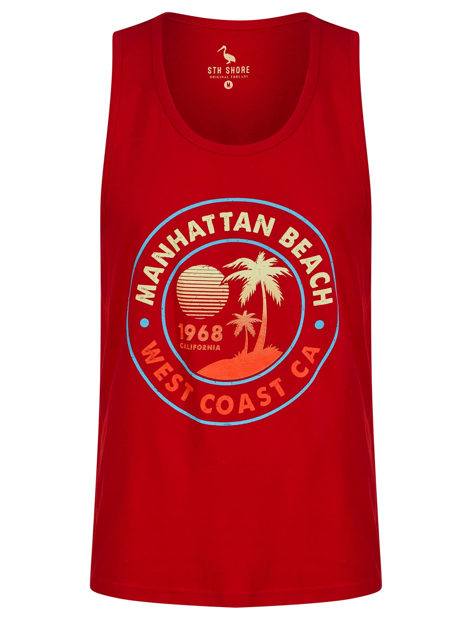 Sth. Shore Men's Barados Cherry Manhattan Beach Motif Print Cotton Vest Top