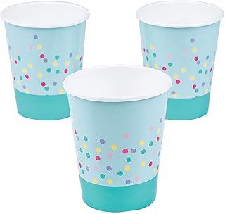 Fun Express Donut Sprinkles Rainbow Polka Dot Paper Cups - 9 ounces - Party Supplies - 8 Pieces