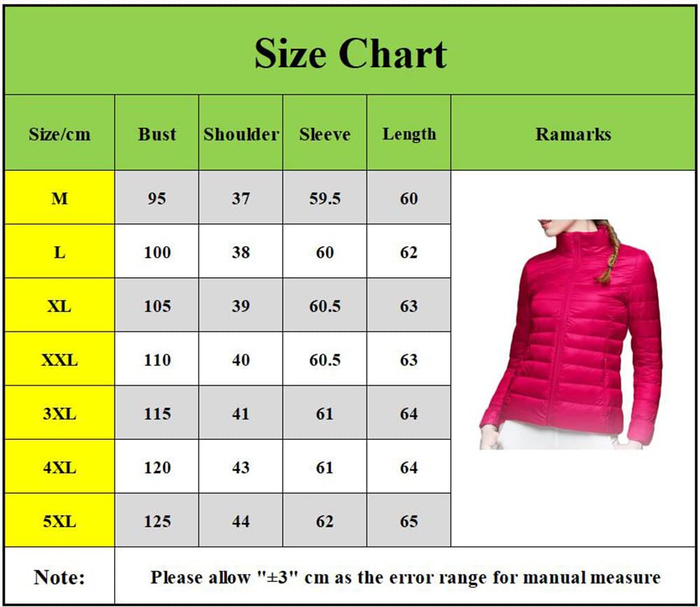 Chaqueta Acolchada Mujer Pluma Ligero Moda Cálido Cuello Alto Abrigo Corto Plegable Plumón Cremallera Manga Larga