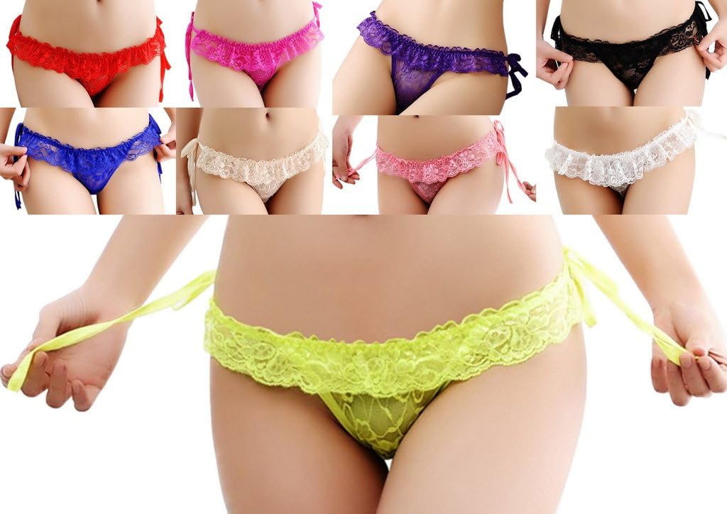 Women Underwear Lace Brim G String Thong Briefs Lingerie B26