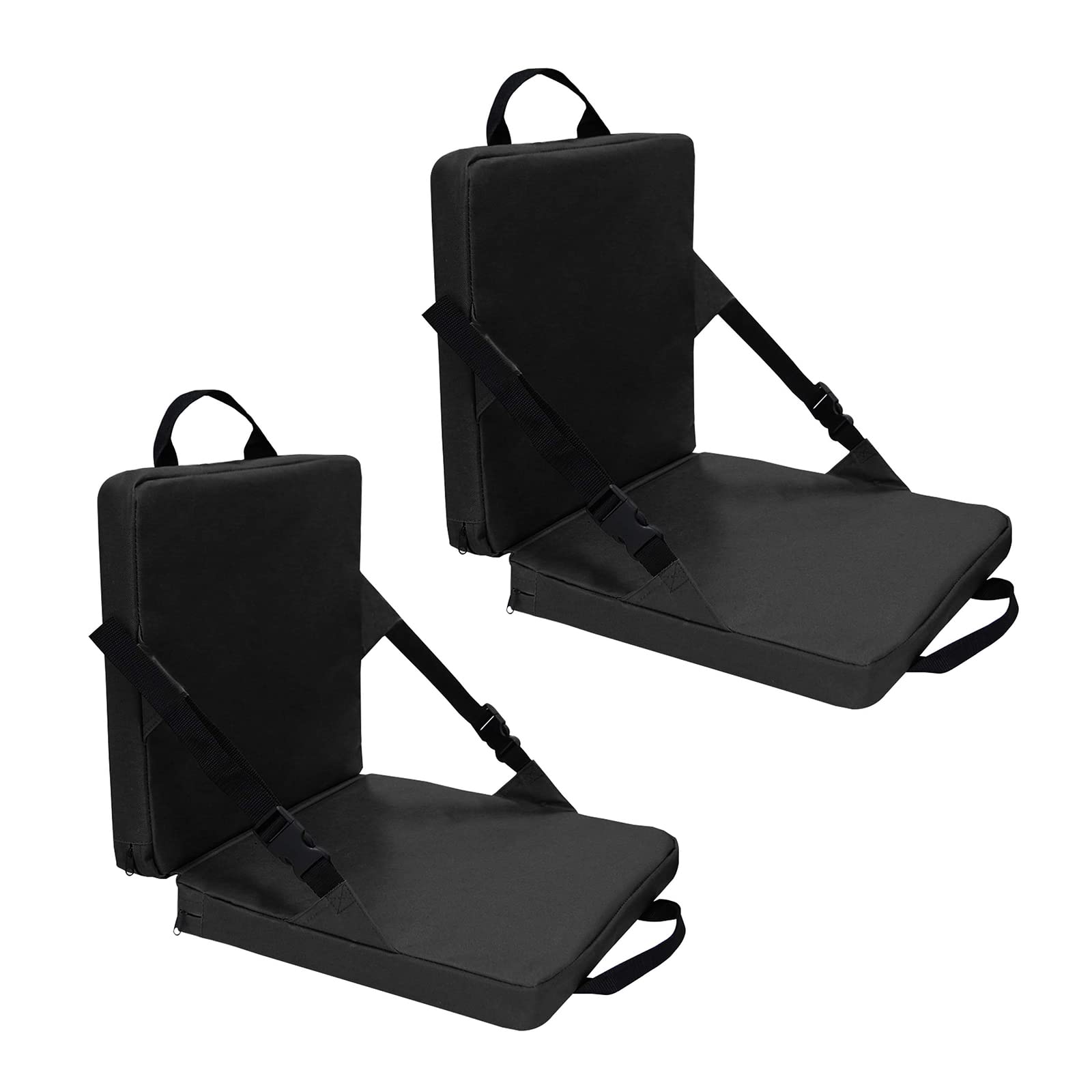 Tanant 2 Asientos de Estadio para Gradas, Mochila Plegable de 13,4 X 15 Pulgadas para Asientos de Estadio, Asientos de Estadio con Respaldo(Negro)