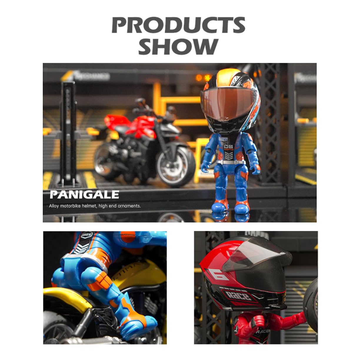 Doyomtoy Figure di motociclisti, caschi da moto in lega, giocattoli da corsa trasformabili, regali, decorazioni