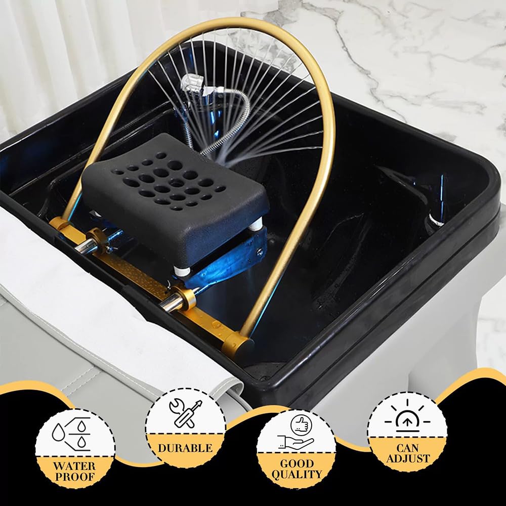 Head Spa Marco de Circulación de Agua,Equipo de Cascada de Spa Head Spa,Marco de Equipo de Spa para Cabello, 360° Ajustable,con Kit de Almohada Circulación de Agua para Ducha de Masaje de Salón