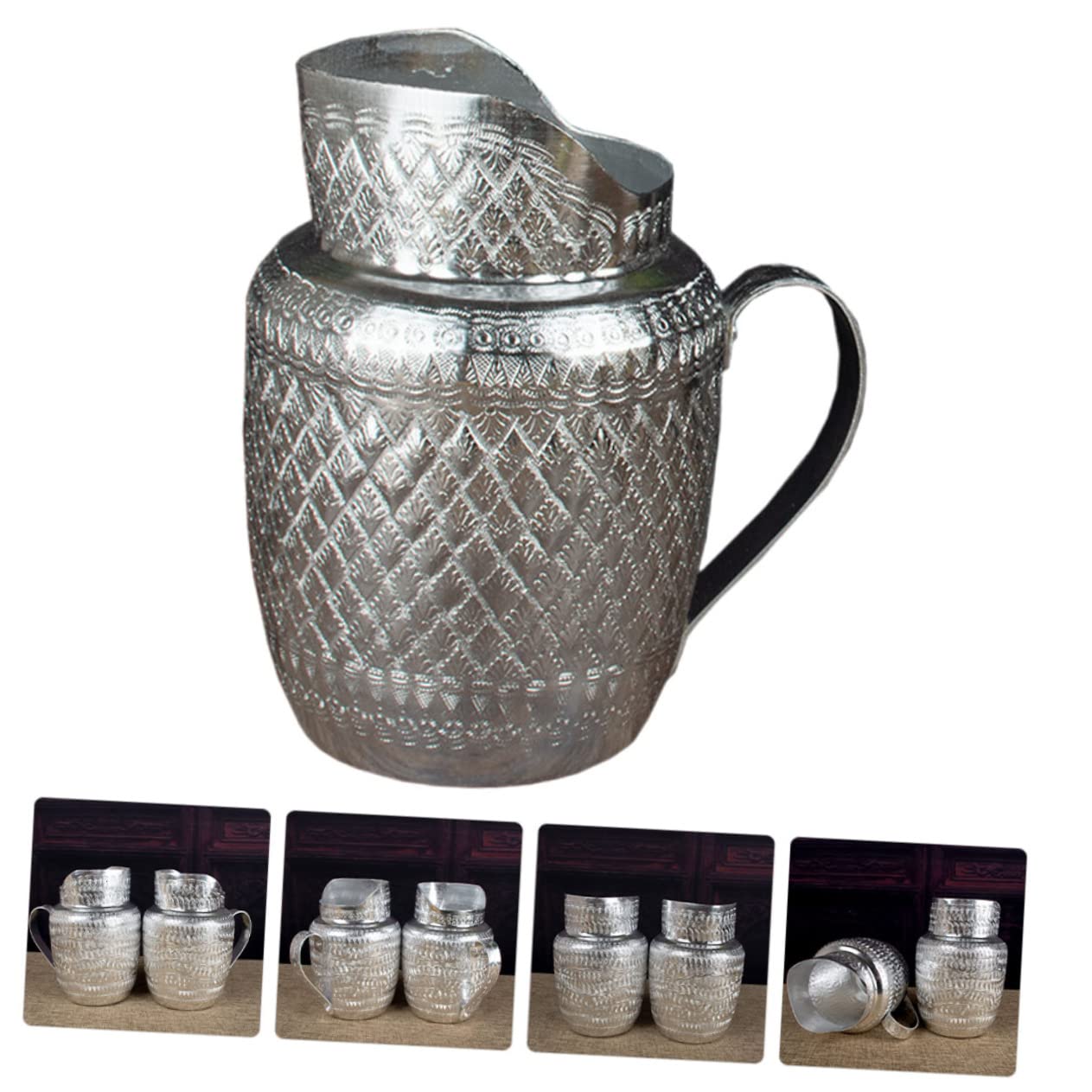 Alipis 2pezzi Brocca Metallo Con Manico Dispenser Versatile Per Bevande Calde e Fredde Per Cucina e Feste Inossidabile Facile Da Pulire e Manutenere Perfetta Per Salsa